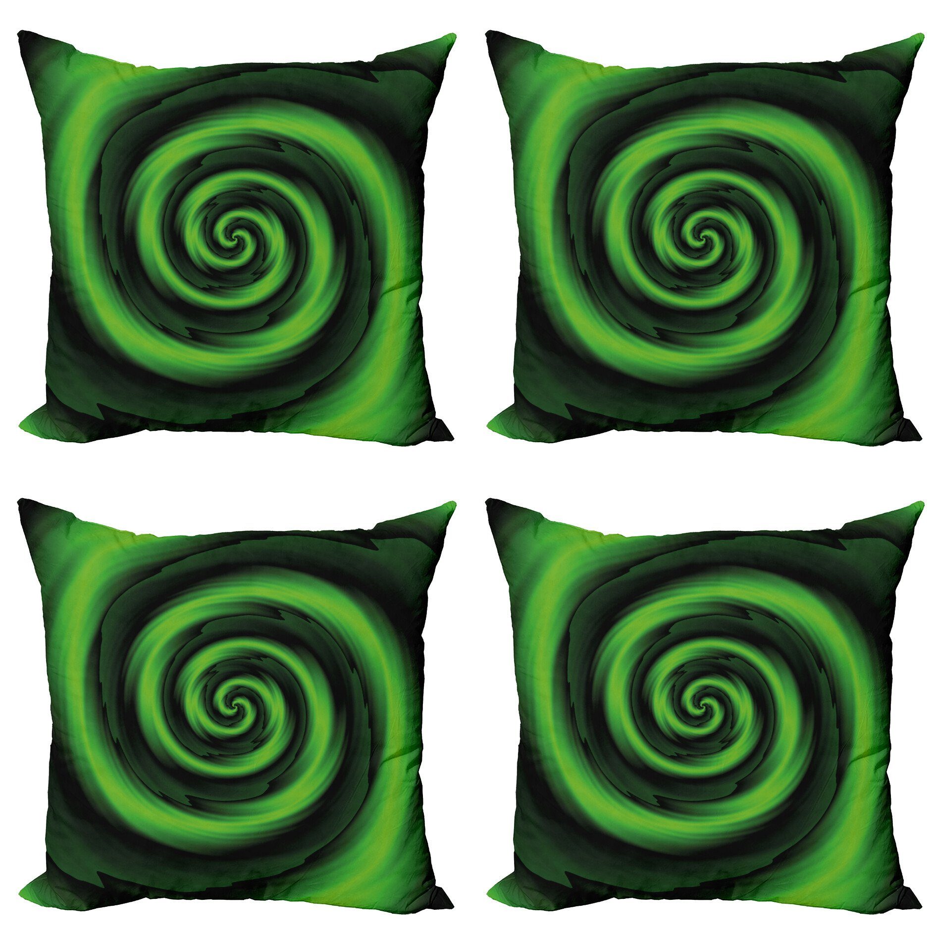 Kissenbezüge Modern Accent Doppelseitiger Digitaldruck, Abakuhaus (4 Stück), Grün abstrakte Spiralen