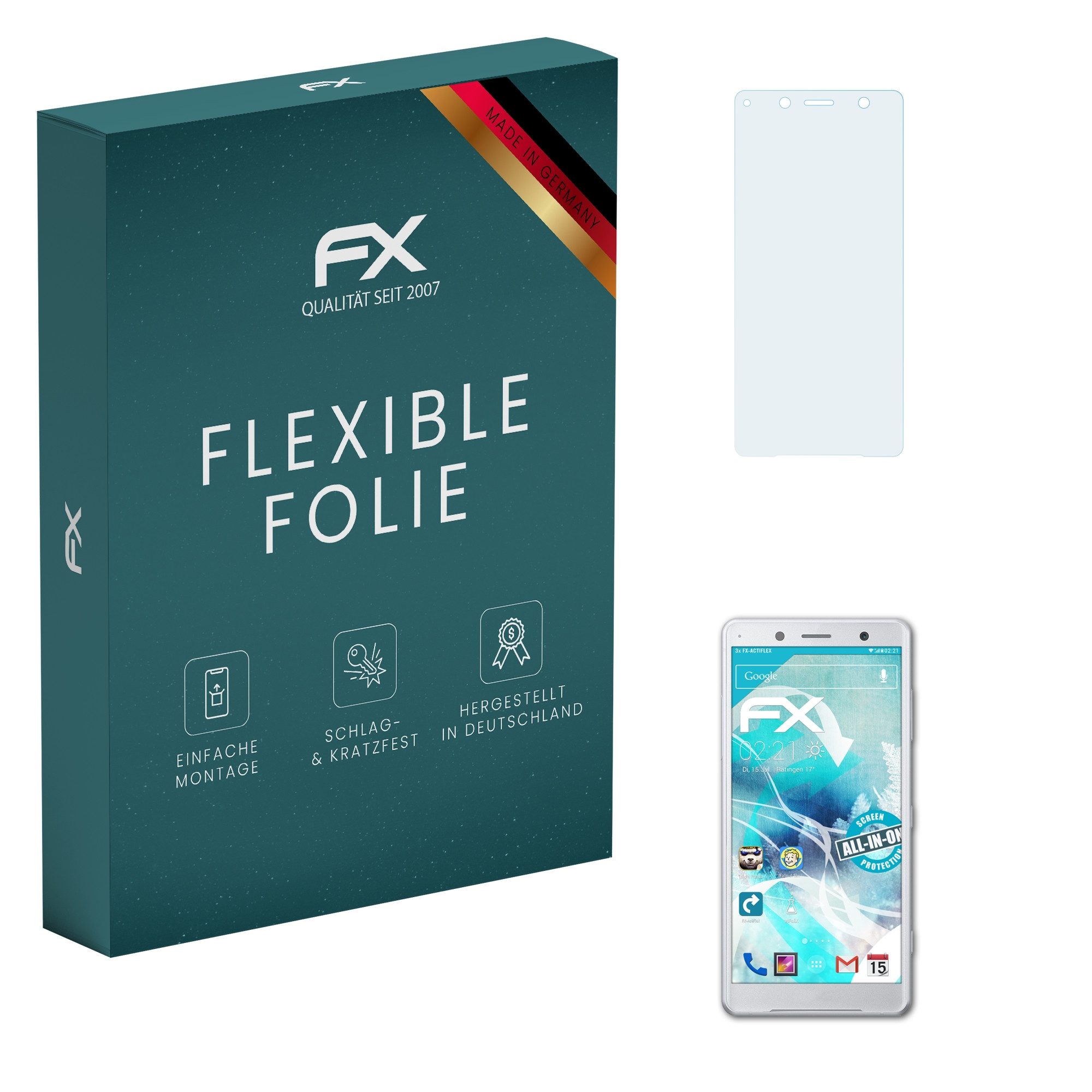 atFoliX Schutzfolie Displayschutzfolie für Sony Xperia XZ2 Compact, (3 Folien), Ultraklar und flexibel