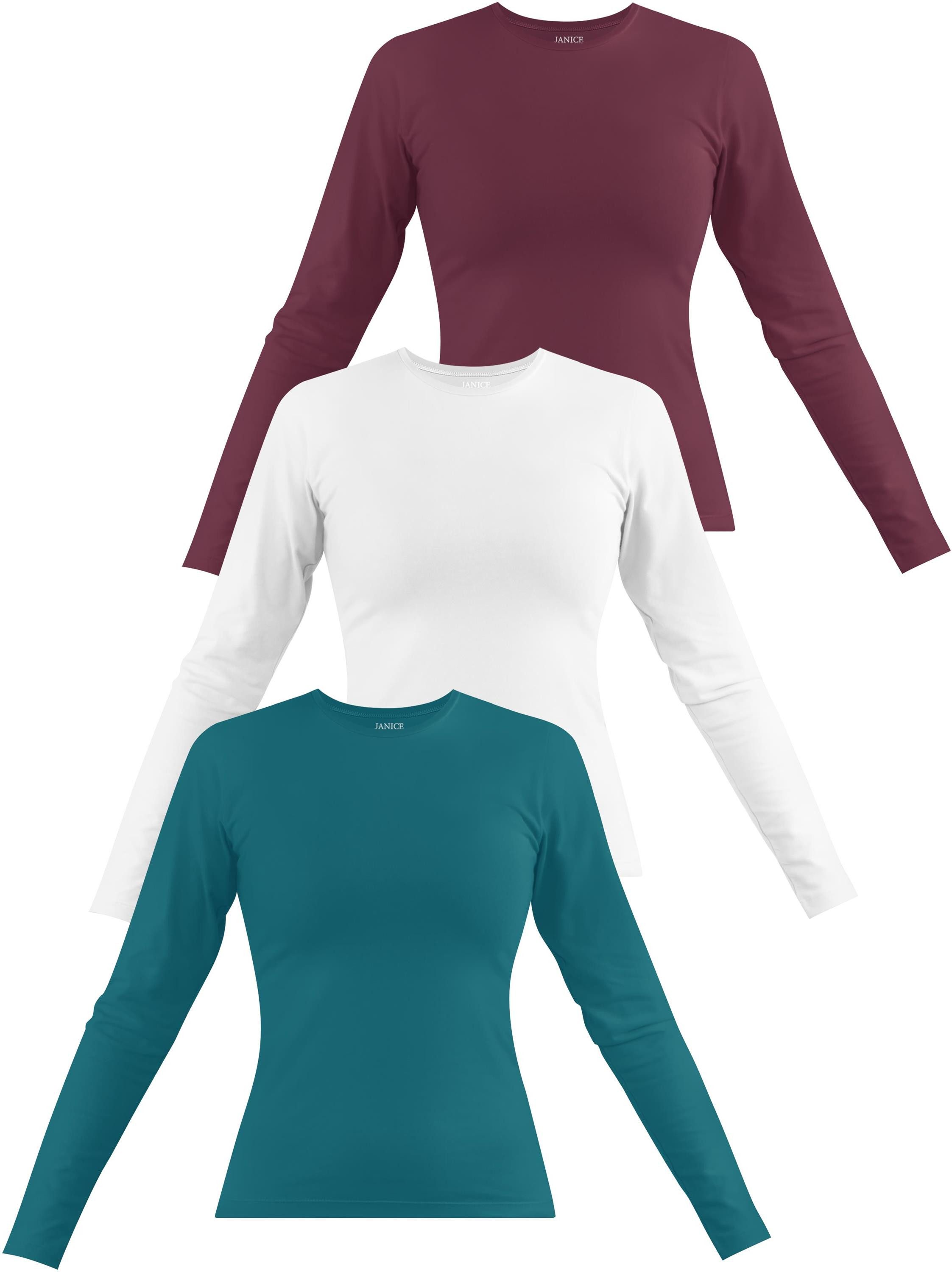 Janice Langarmshirt 3 x Damen Langarmshirt günstig online kaufen