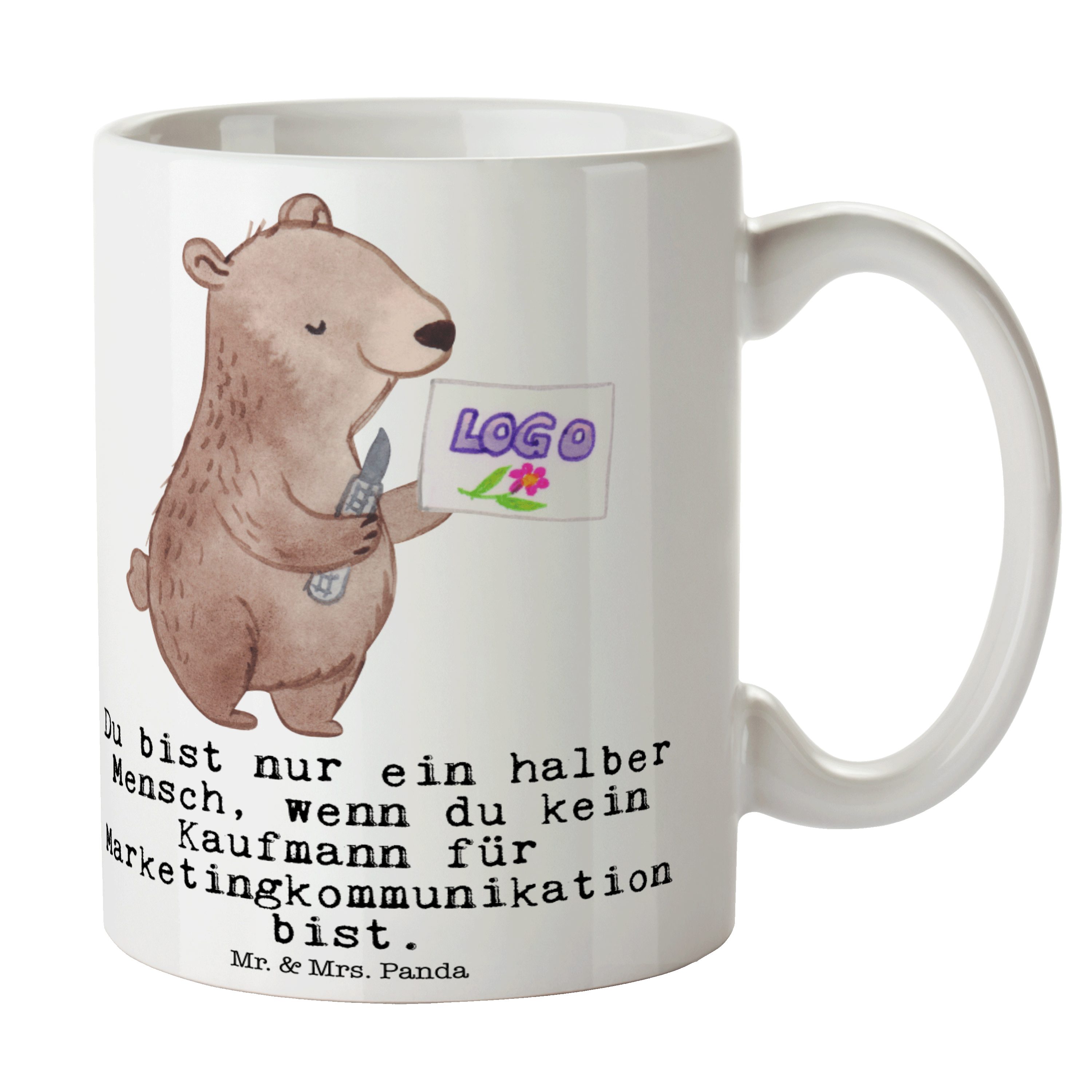 Mr. & Mrs. Panda Tasse Kaufmann für Marketingkommunikation mit Herz - Weiß - Geschenk, Beche, Keramik | Tassen