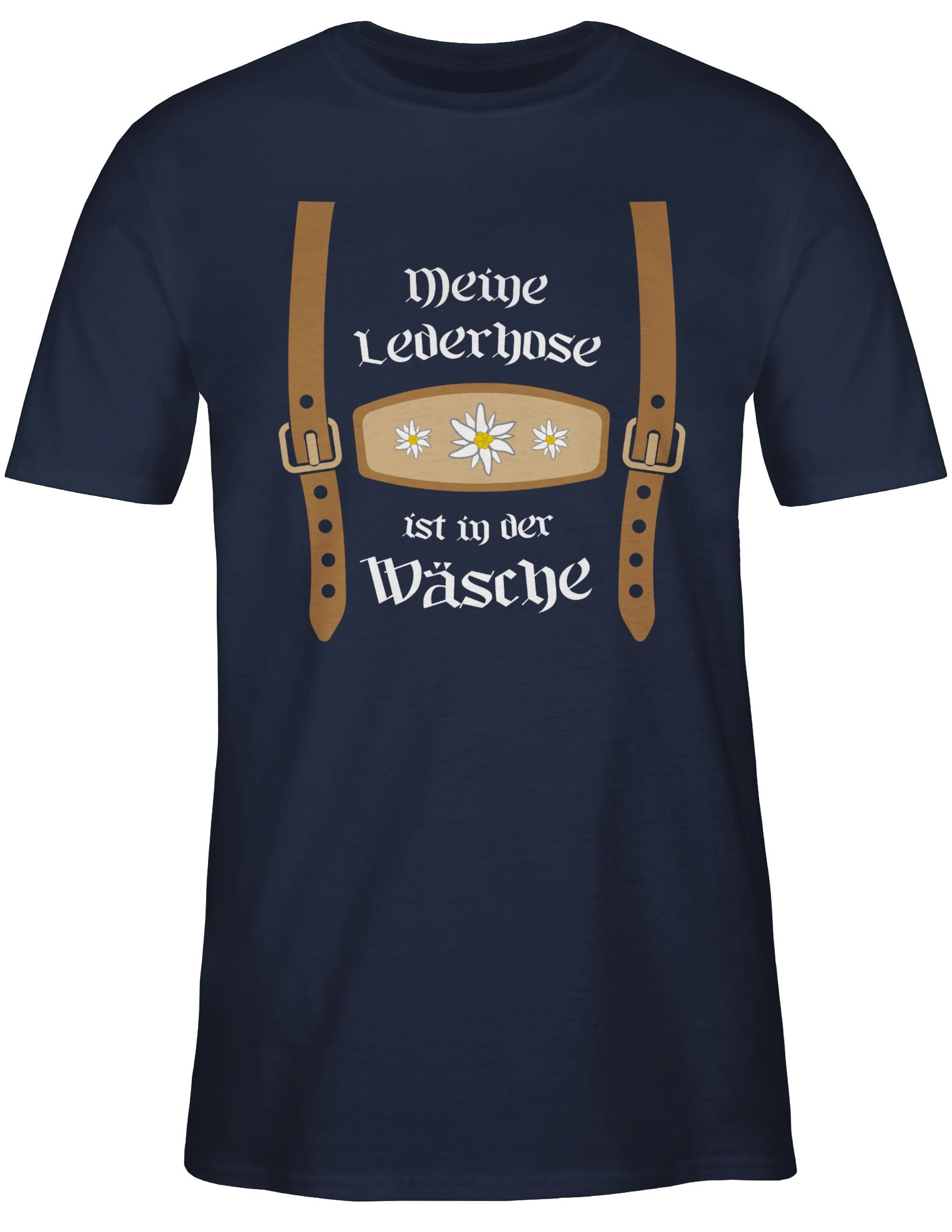 Herren Wäsche Shirtracer Navy T-Shirt Lederhose Mode für Oktoberfest Meine in Blau der ist 02