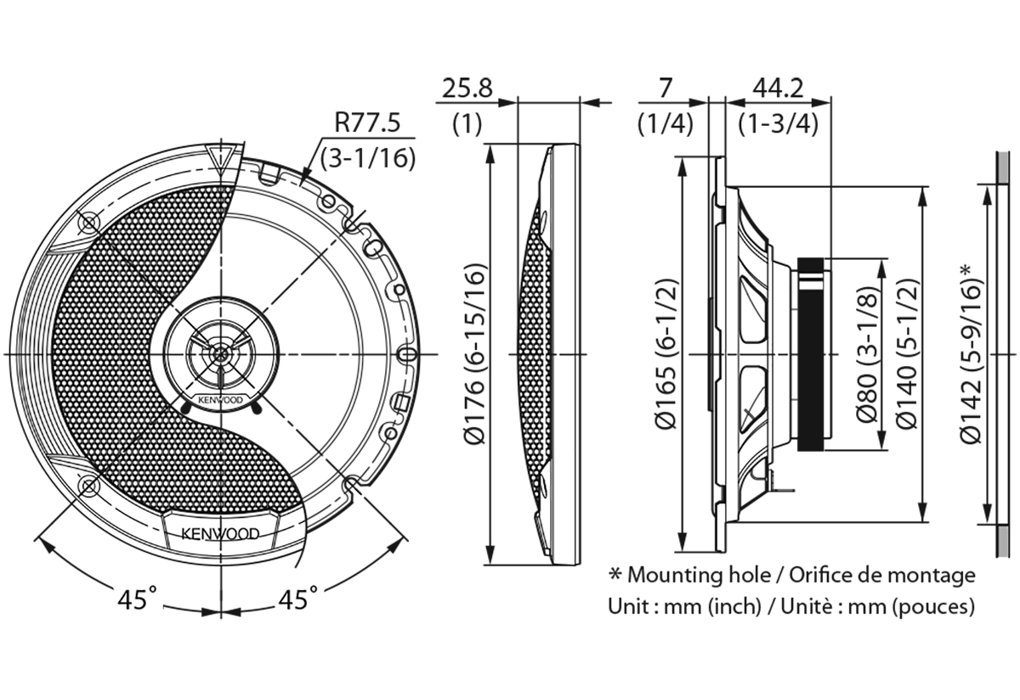 (30 VW - W) Lautsprecher 11 Auto-Lautsprecher für Kenwood Up 20 DSX passend Box