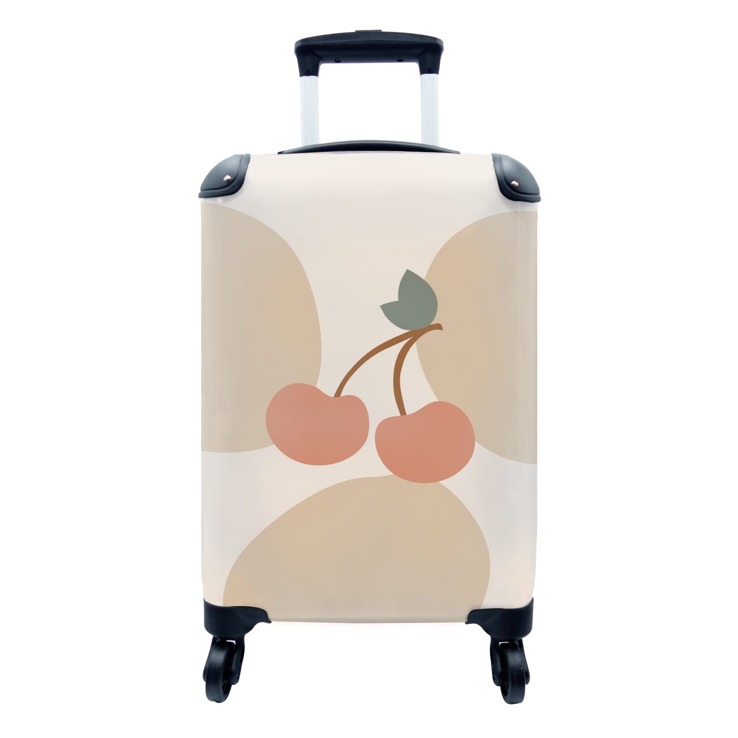 MuchoWow Handgepäckkoffer Obst - Pastell - Kirschen, 4 Rollen, Reisetasche mit rollen, Handgepäck für Ferien, Trolley, Reisekoffer