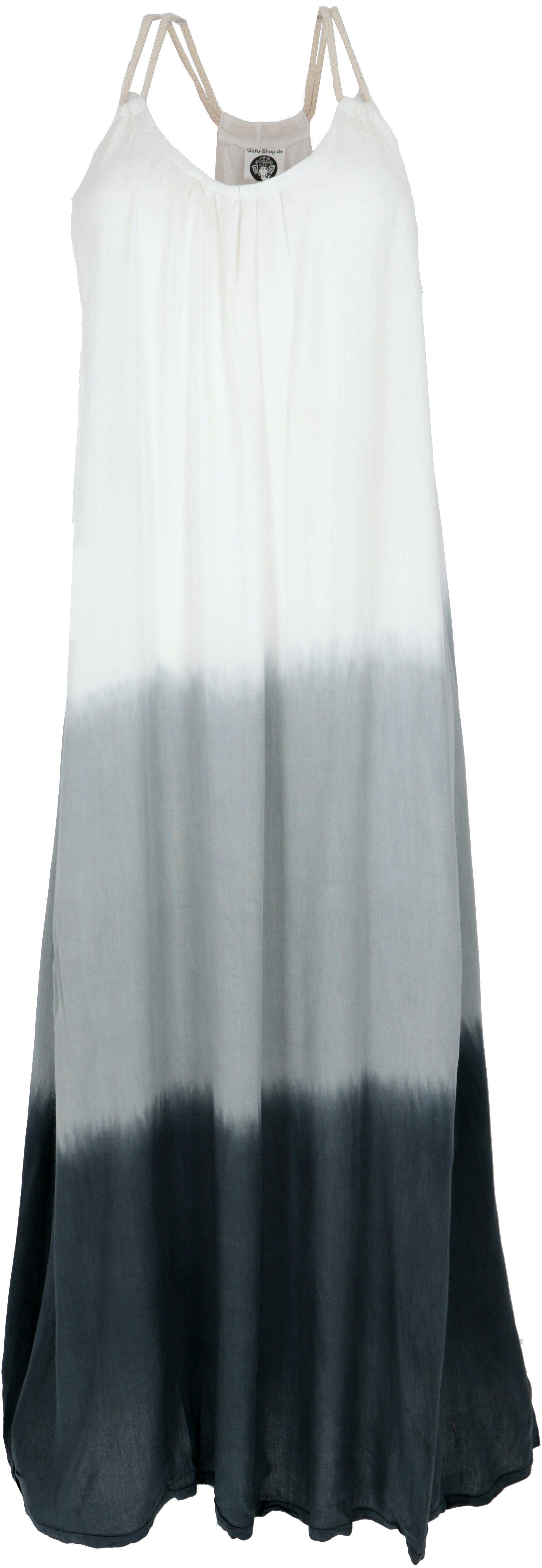 Guru-Shop Midikleid Schmales Batikkleid, Strandkleid, Sommerkleid -.. alternative Bekleidung schwarz/weiß