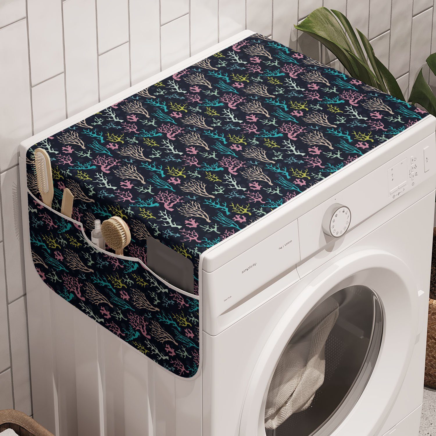 Badorganizer Nautisch Designs Waschmaschine Anti-Rutsch-Stoffabdeckung Bunte für Trockner, Abakuhaus und Coral