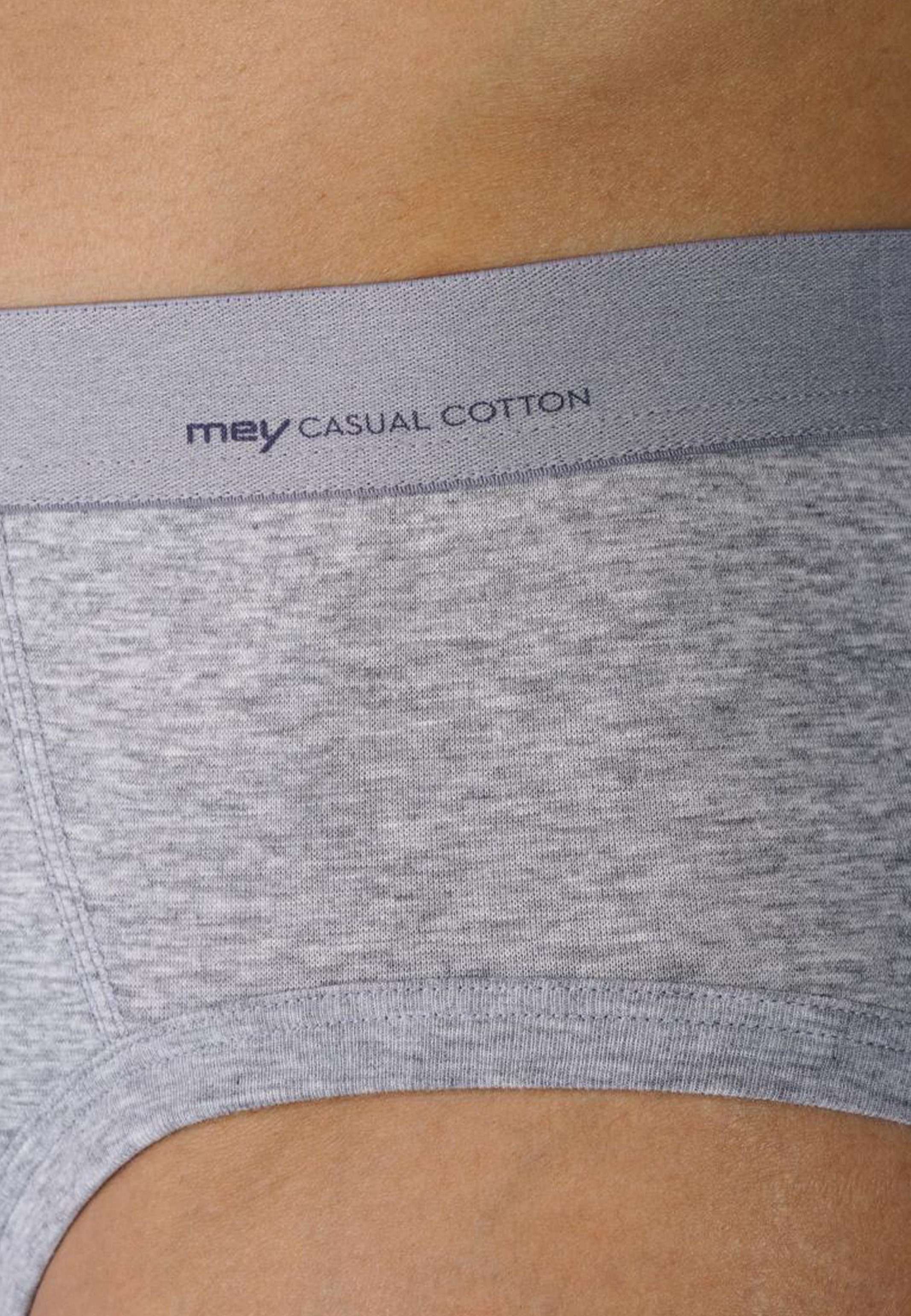 Mey Slip Melange Slip - (1-St) Casual Webbund Unterhose Ohne - Light Baumwolle / Cotton - Aufgesetzter Grey Eingriff