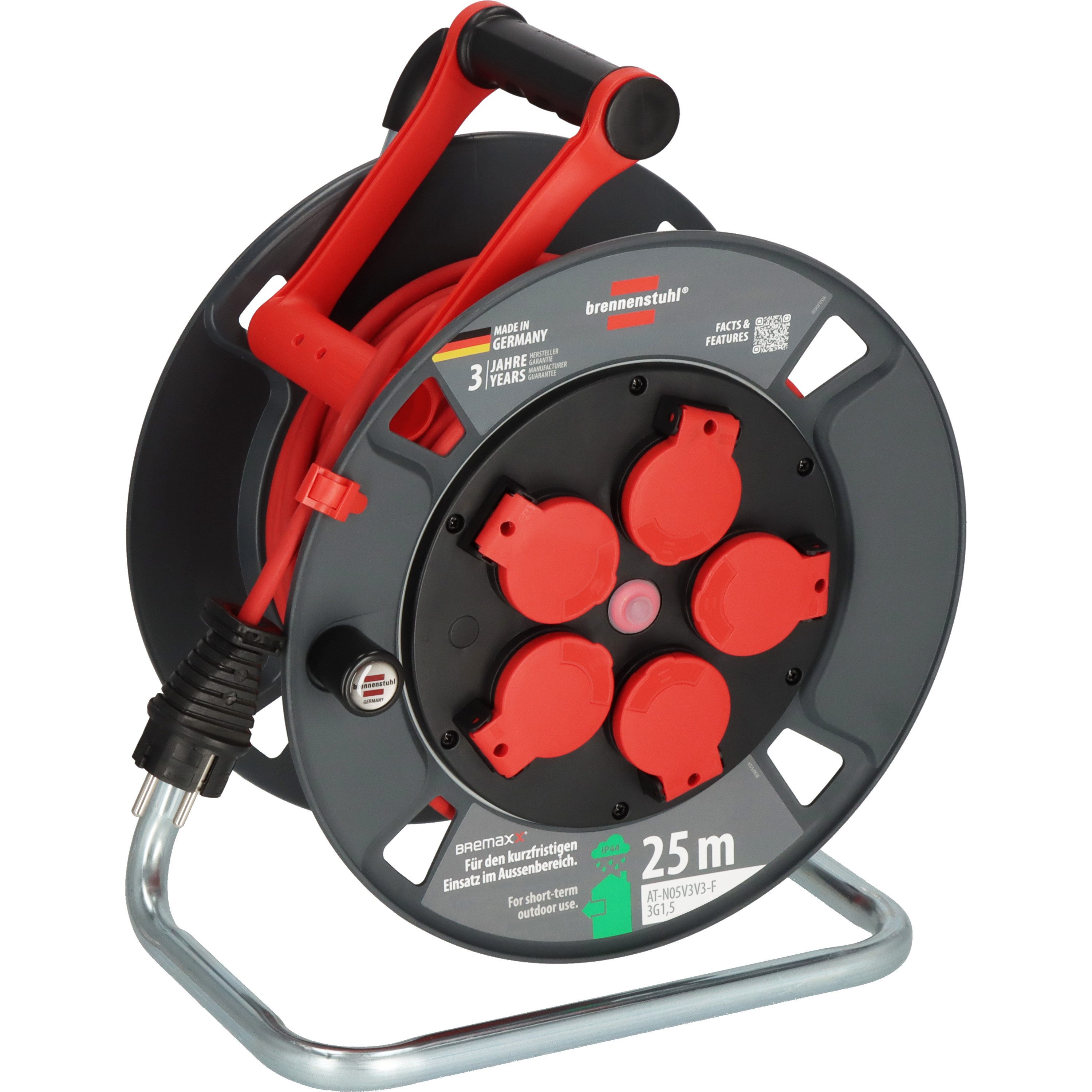 Brennenstuhl Kabeltrommel 300 KU 2110 25m outdoor IP44, Made in Germany Kabeltrommel 5-fach (Kabellänge 25 m)