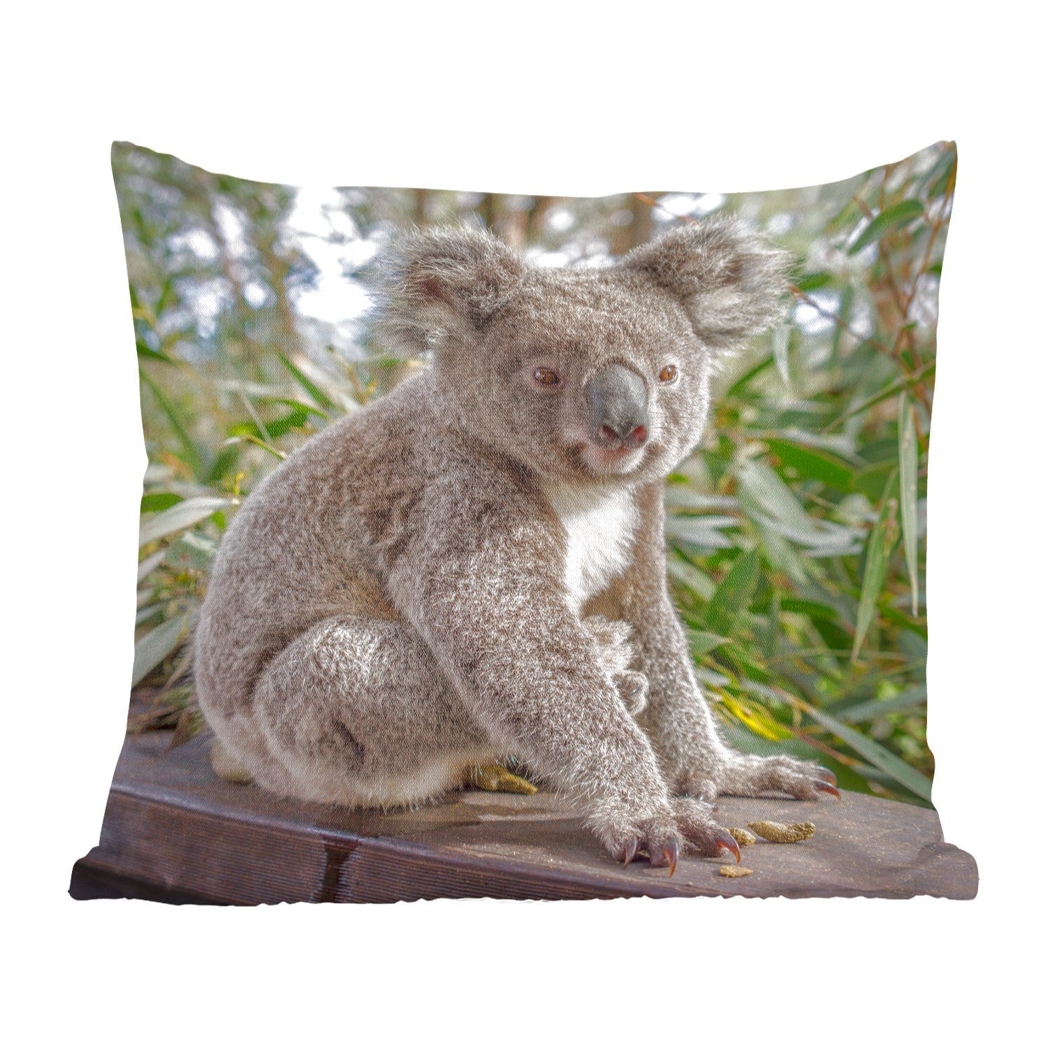 MuchoWow Dekokissen Koala - Regal - Pflanzen - Kinder - Jungen - Mädchen, Zierkissen mit Füllung für Wohzimmer, Schlafzimmer, Deko, Sofakissen