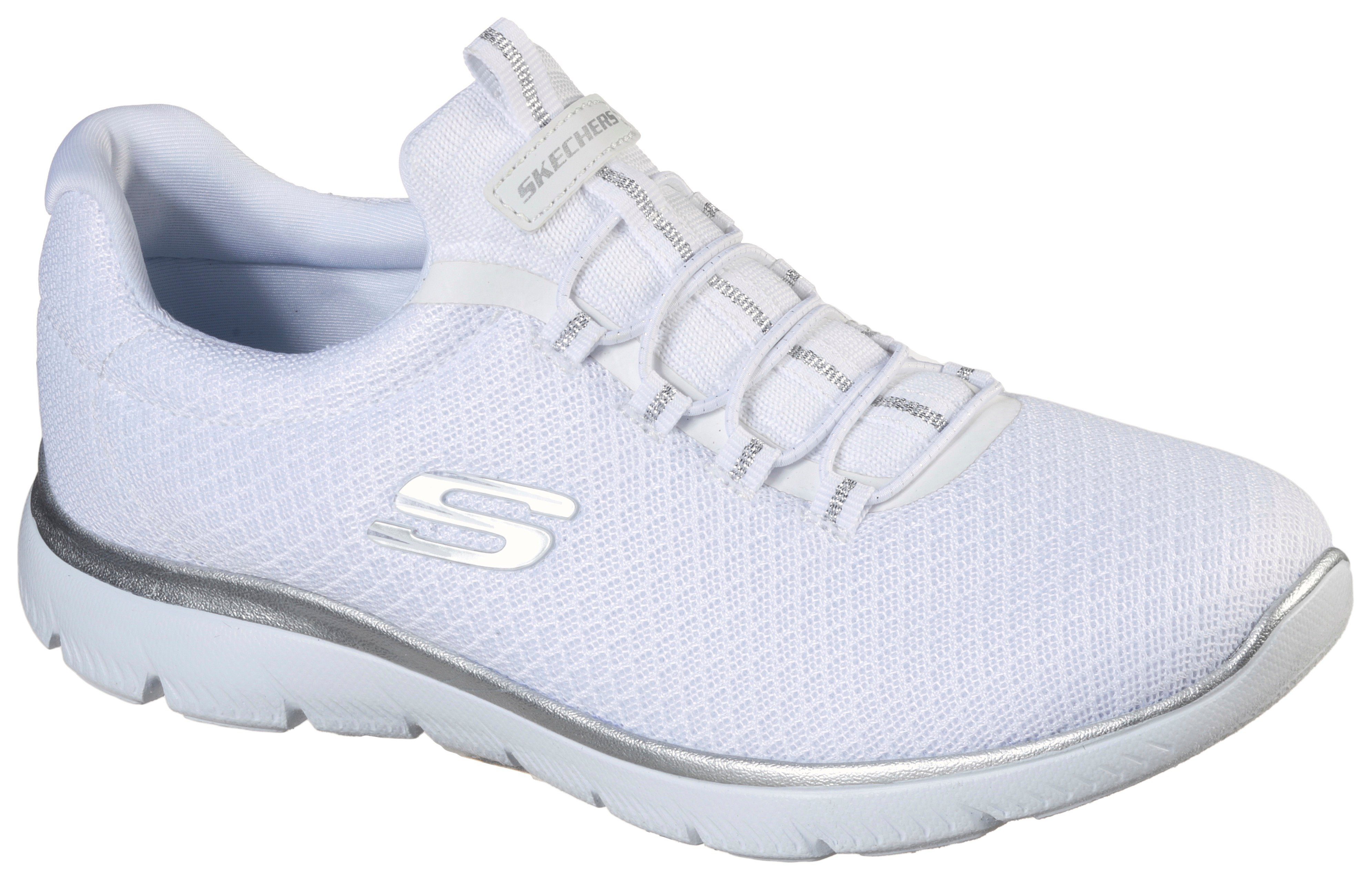 Skechers SUMMITS Slip-On Sneaker mit dezenten Kontrast-Details weiß-silberfarben | 