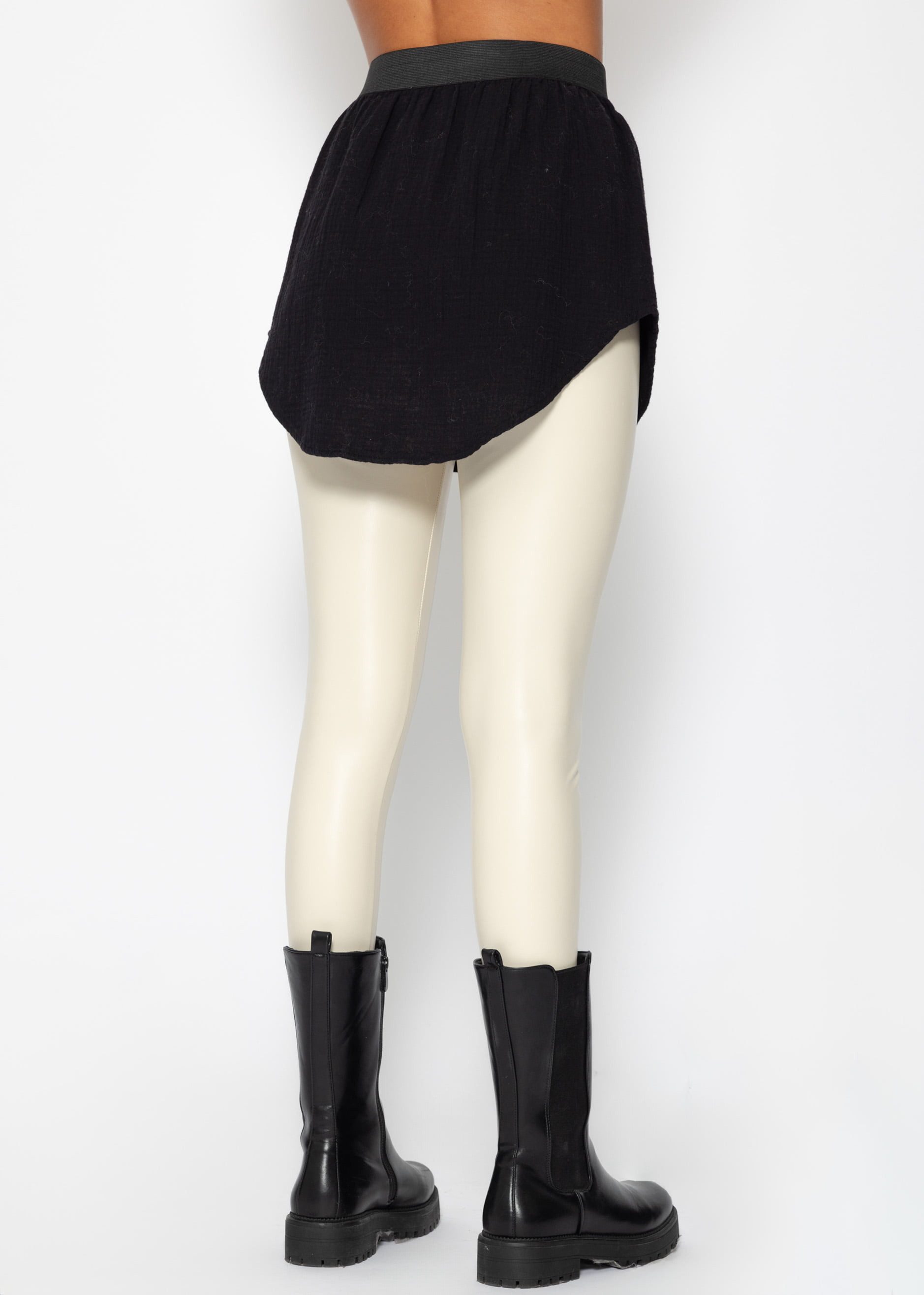 SASSYCLASSY Unterrock Blusen Unterrock Damen Saum Verlängerung Elegant Musselin Halbrock Hemdverlängerung mit Gummibund Weiß Schwarz