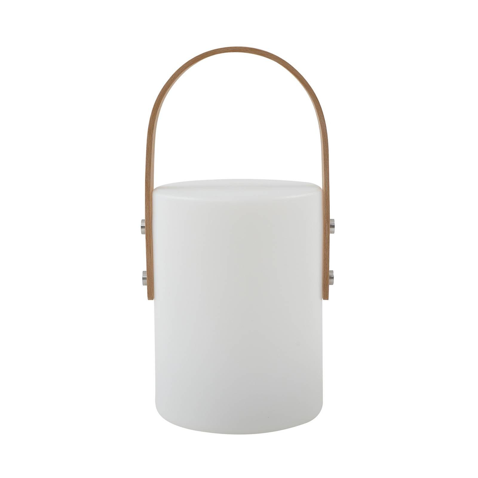 Lindby Außen-Tischleuchte Juria, LED, Holz Weiß Farbwechsel warmweiß / tageslicht IP44, LED 1,8 W gesamt, Farbwechsel warmweiß / tageslicht
