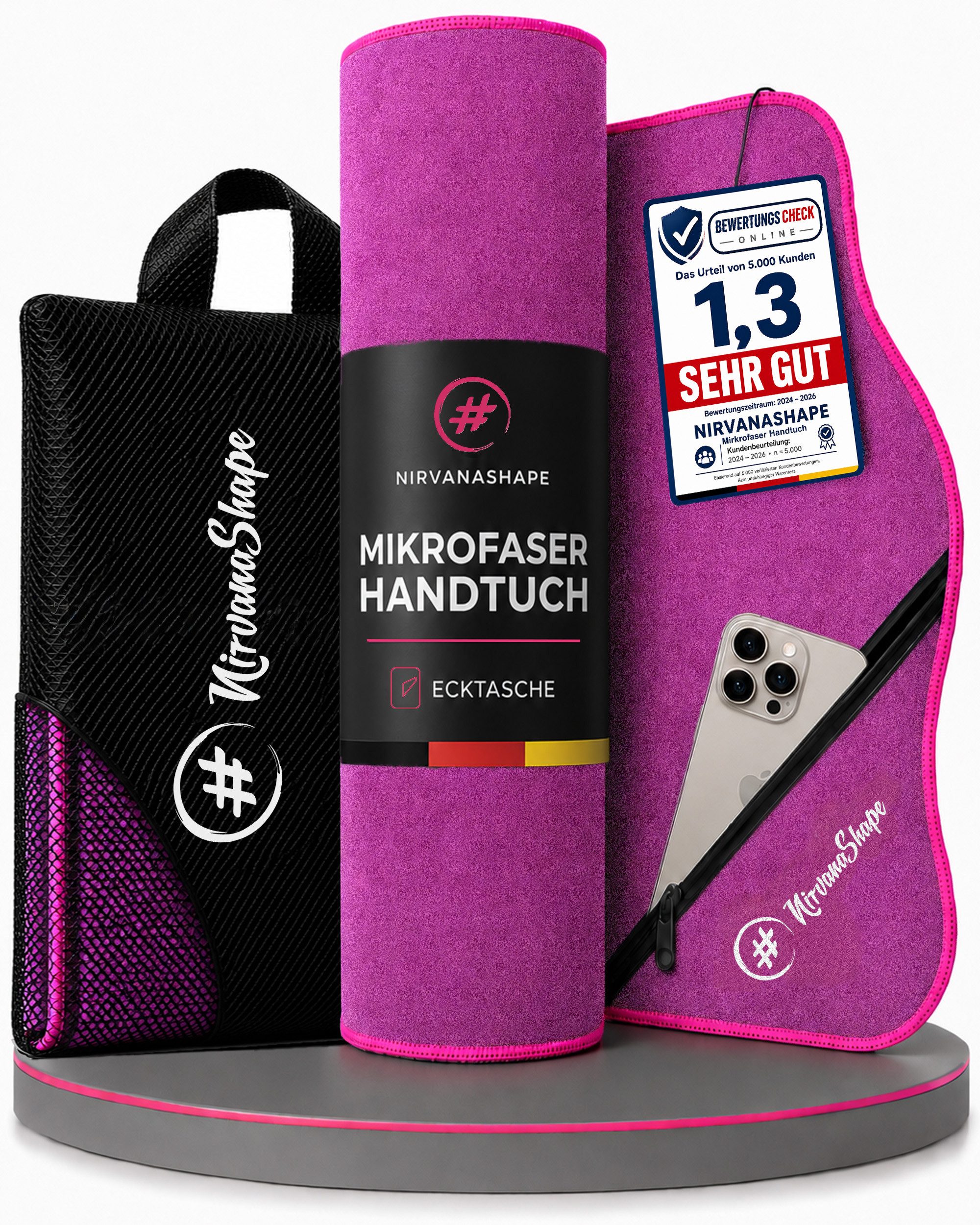 NirvanaShape Sporthandtuch Mikrofaser Handtuch, Microfaser Handtücher als Reisehandtuch, (Set), Microfaser Handtuch als Strandtuch oder Fitneesshandtuch