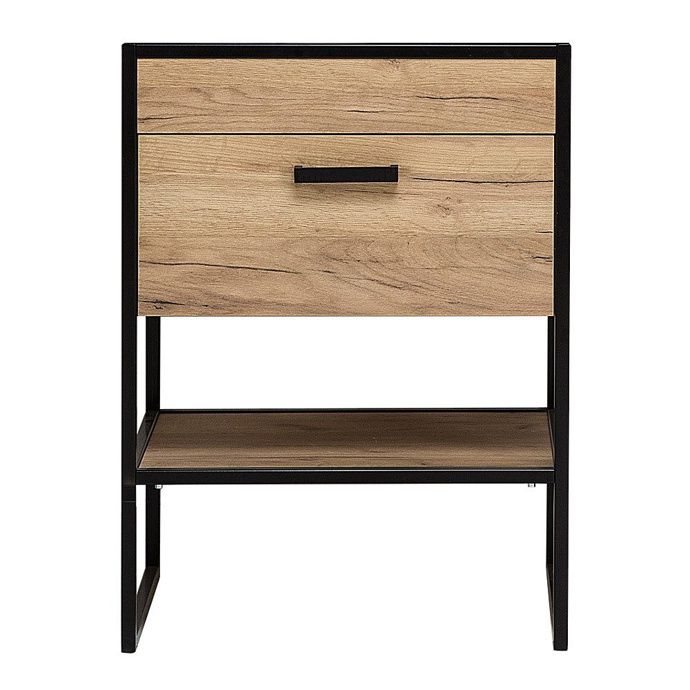 Lomadox Waschtisch MANHATTAN-56, Gold Craft Oak/schwarz 60/82,3/46cm