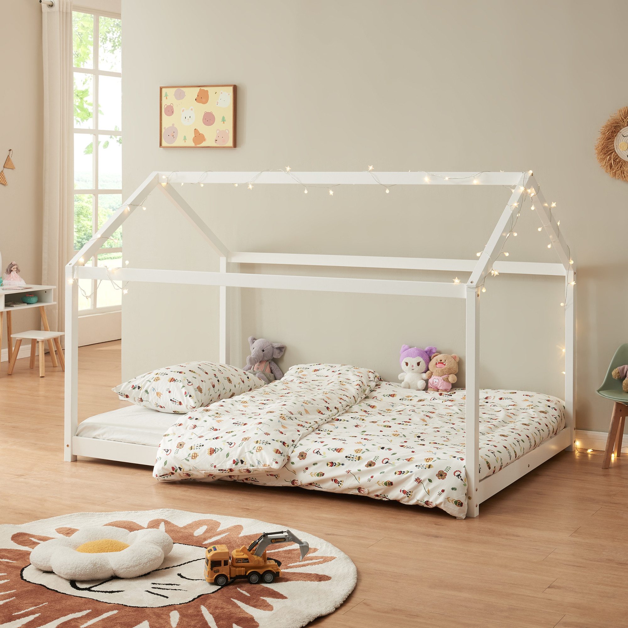 en.casa Kinderbett, »Cerro« Hausbett Kiefernholz weiß günstig online kaufen