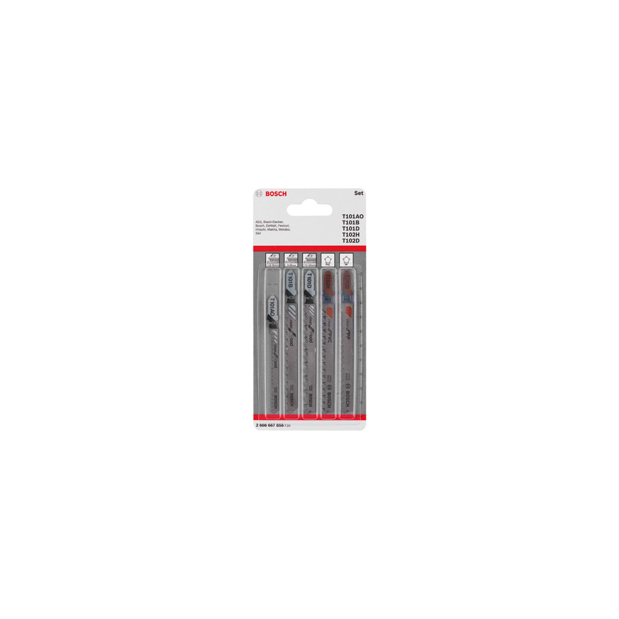 Bosch Professional Stichsäge Bosch Stichsägeblatt-Set Wood and Plastics 5-teilig Einnockenschaft