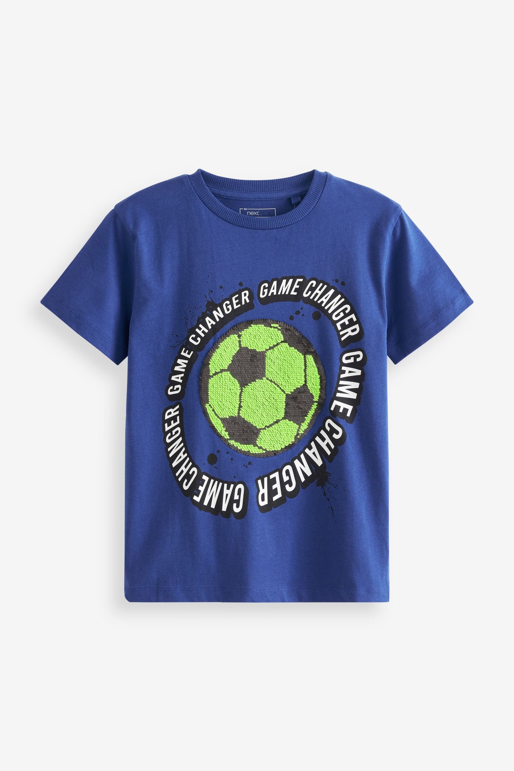 Next T-Shirt Kurzärmeliges T-Shirt mit Pailletten (1-tlg) Blue Football