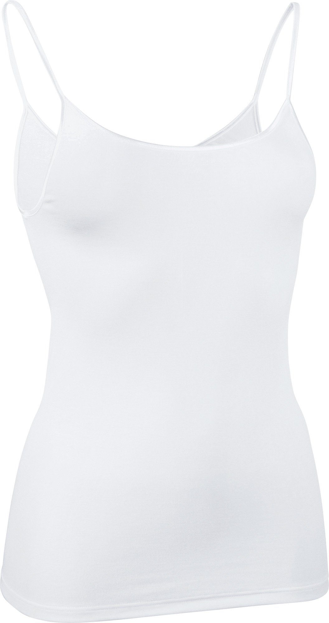 Pompadour Unterhemd Damen-Unterhemd mit Spaghettiträgern Modal Uni weiß