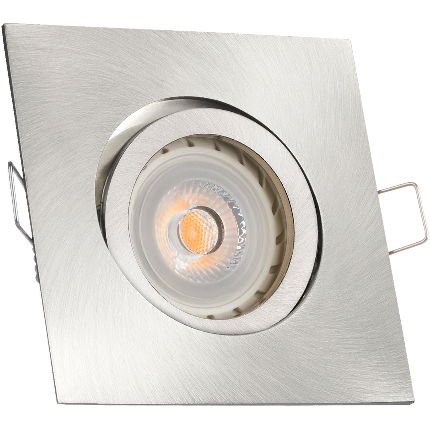 LEDANDO LED Einbaustrahler LED Einbaustrahler Set Silber gebürstet mit LED GU10 Markenstrahler vo | Strahler