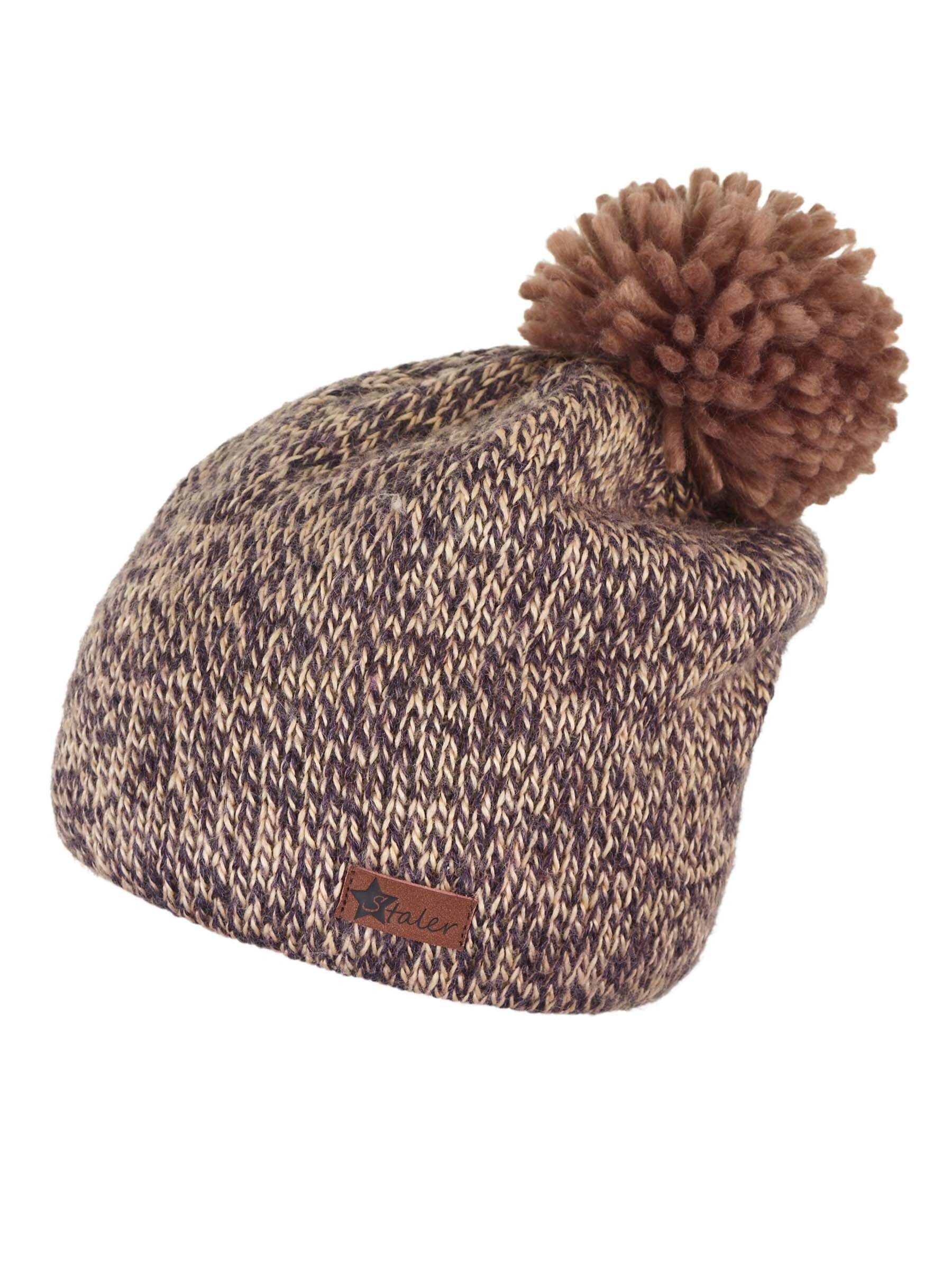 Sterntaler® Beanie Beanie Bommel (1-St) dunkelbraun | Strickmützen