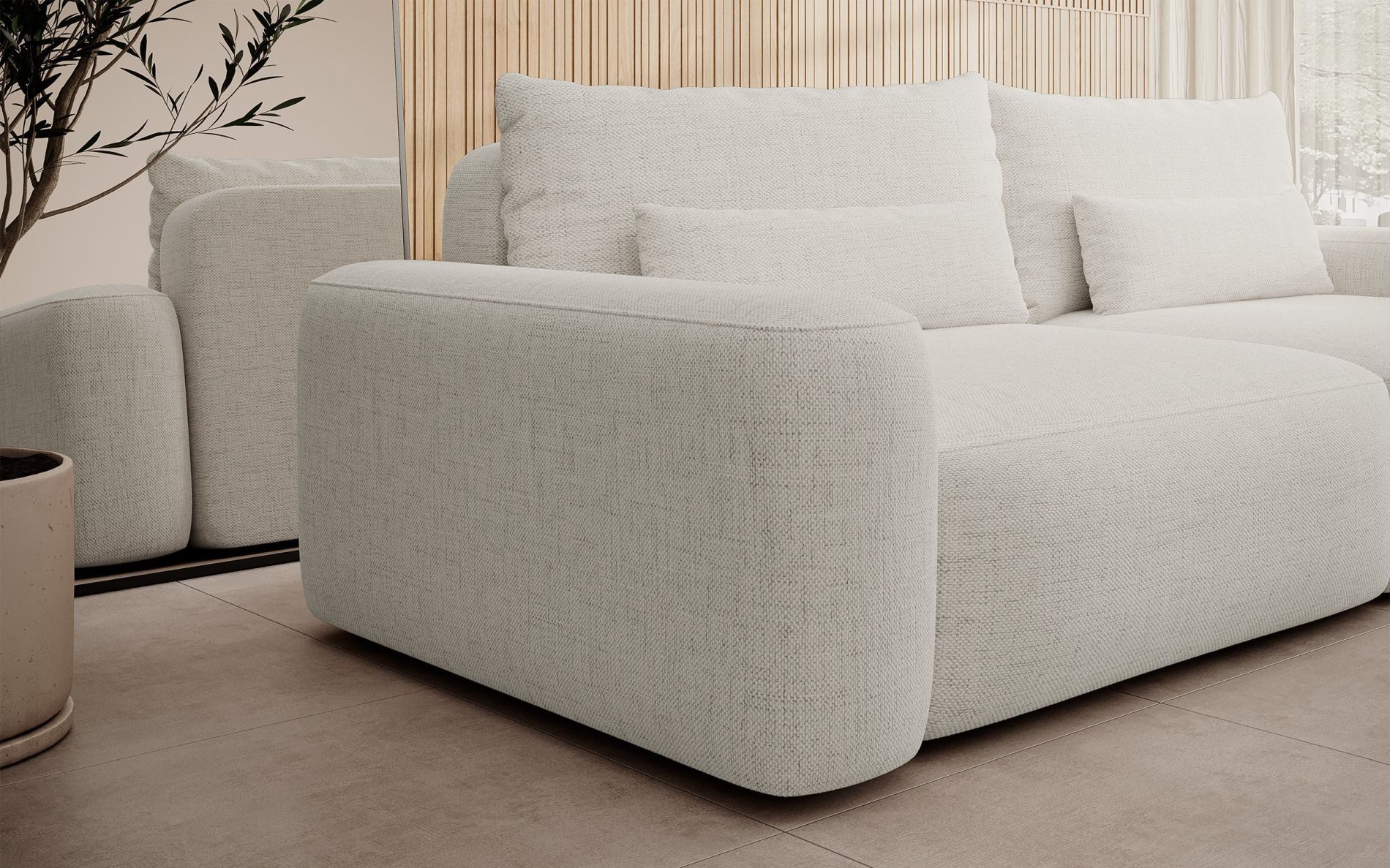 Selsey Schlafsofa CARNOS, mit wasserabweisendem Chenille-Bezug, Stauraum und 2 Zierkissen