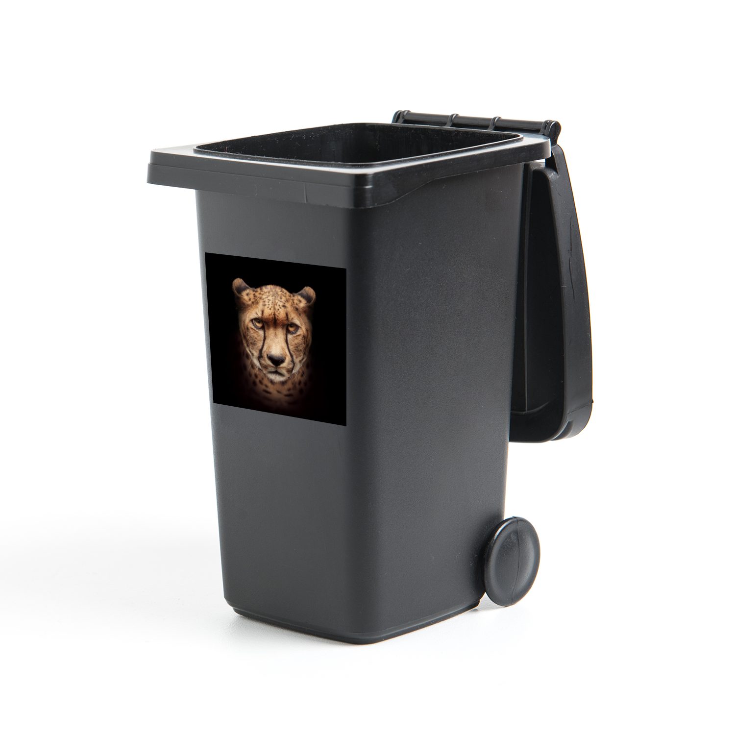 MuchoWow Wandsticker Gepard - Tiere - Schwarz (1 St), Mülleimer-aufkleber, Mülltonne, Sticker, Container, Abfalbehälter