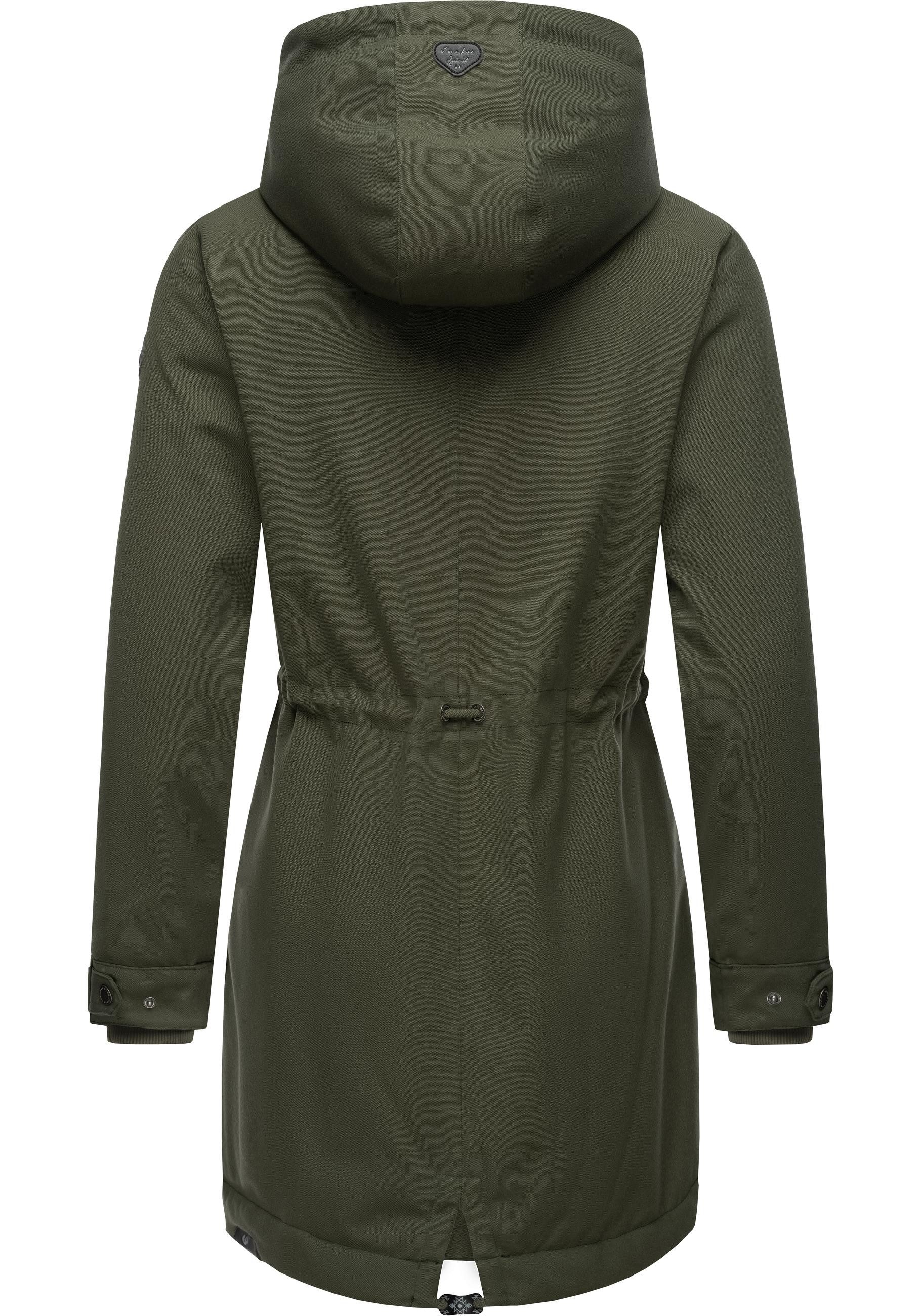 Ragwear Kurzmantel Canny Canvas Wasserdichter Damen Wintermantel mit Kapuze