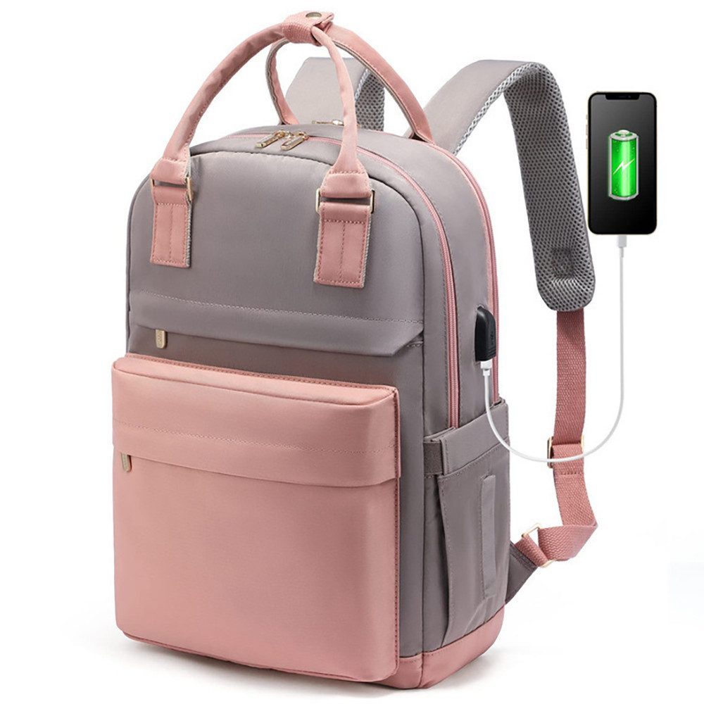 AURIVION Notebook-Rucksack Laptoprucksack wasserbeständig für 15 Zoll, Schule & Reisen (Set, 1-tlg., Wanderrucksack für 15-Zoll Laptop, leicht & vielseitig), Freizeitrucksack mit Laptopfach für Arbeit, Wandern & Alltag