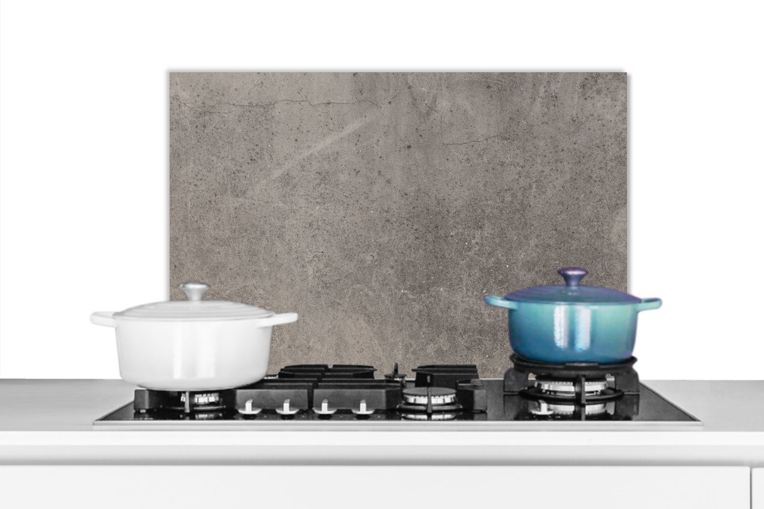 MuchoWow Küchenrückwand Beton - Grau - Dots - Kies, (1-tlg), 60x40 cm, Herdblende aus Wandschutz, Temperaturbeständig küchen