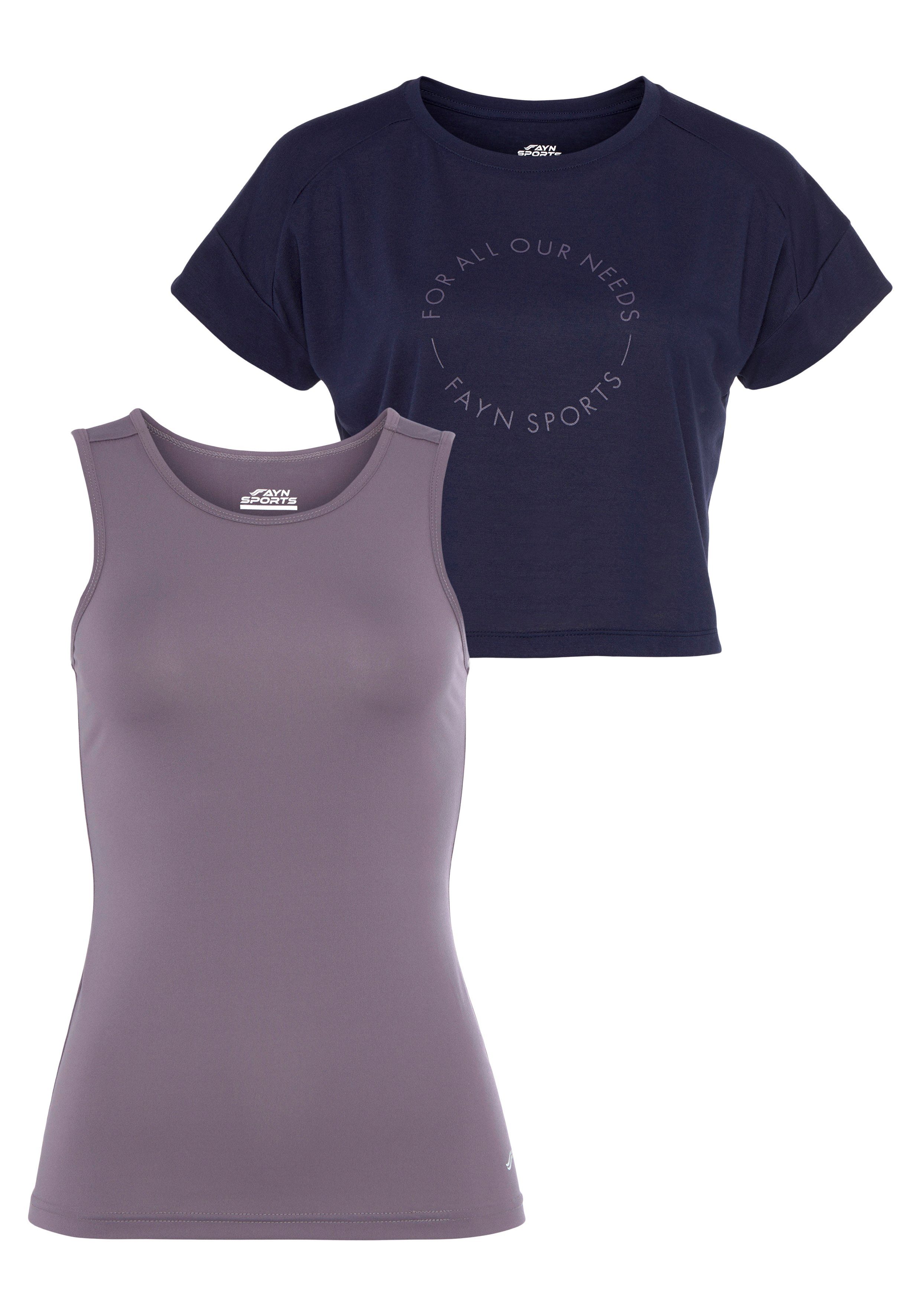 2-tlg) navy-purple (Set, Cropped FAYN T-Shirt Top SPORTS