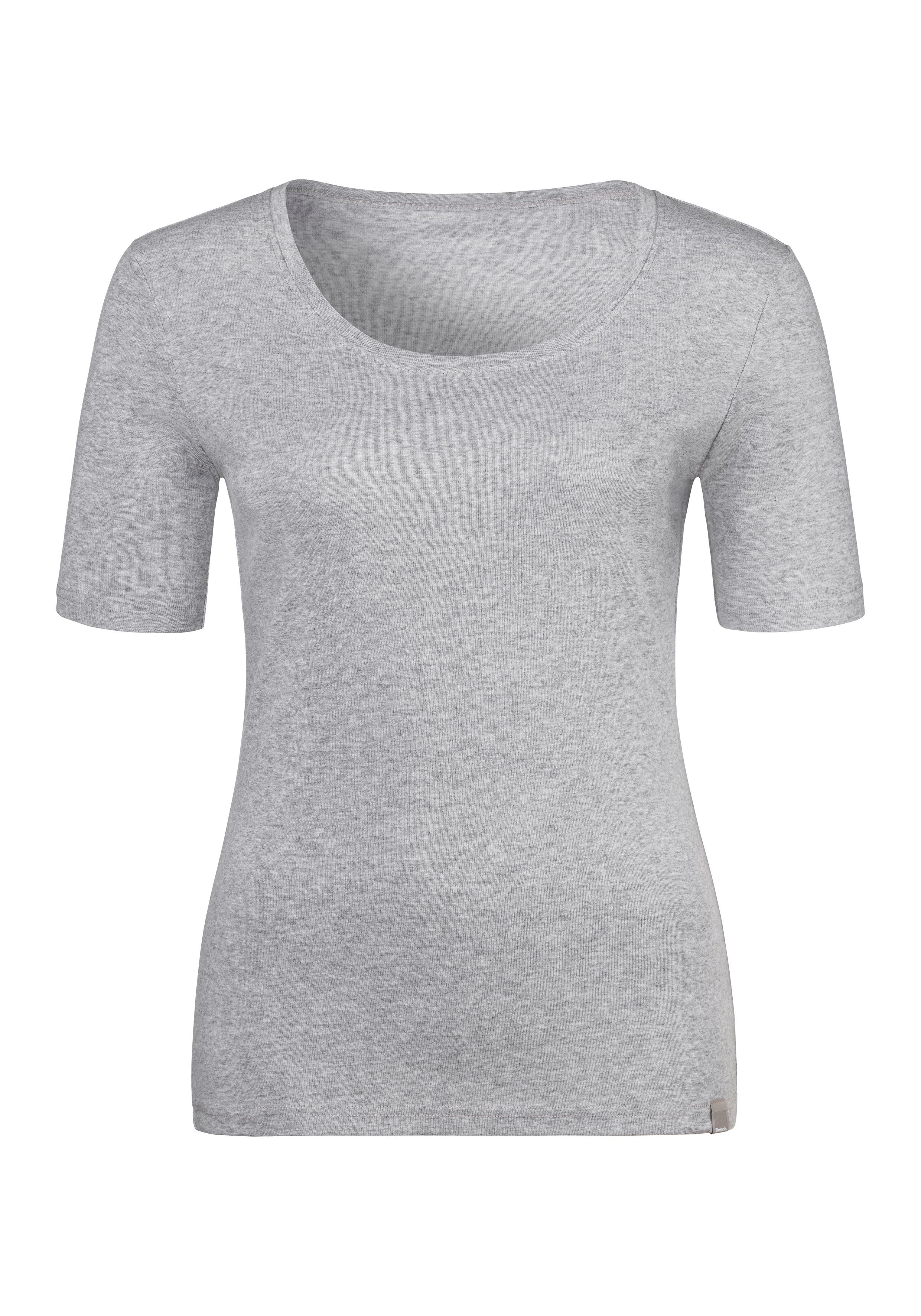T-Shirt (2er-Pack) aus Feinripp-Qualität, Bench. schwarz, weicher grau-meliert Unterziehshirt