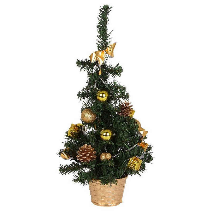 sesua Künstlicher Weihnachtsbaum Weihnachtsbaum 45 cm mit Dekoration und LED-Lichterkette