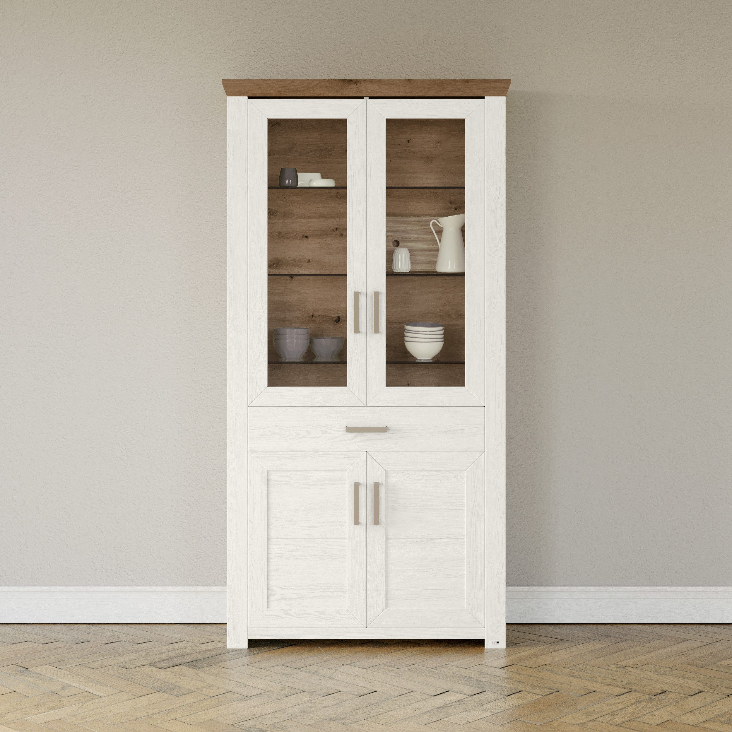 set one by Musterring Standvitrine York Typ 18, mit zwei Glastüren, in 3 Farbvarianten, Höhe 207 cm