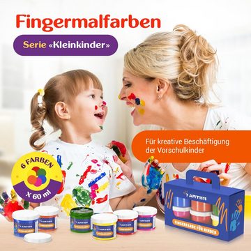 7 Artists Fingerfarbe Fingerfarben Kinder Ungiftig Set 6x60ml, Fingermalfarben Für Kinder