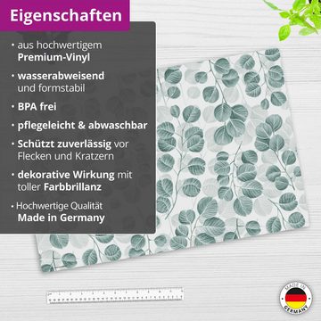 cover-your-desk.de Schreibtischunterlage abwaschbar - Eukalyptus Muster - premium Vinyl - Made in Germany, (1 tlg)