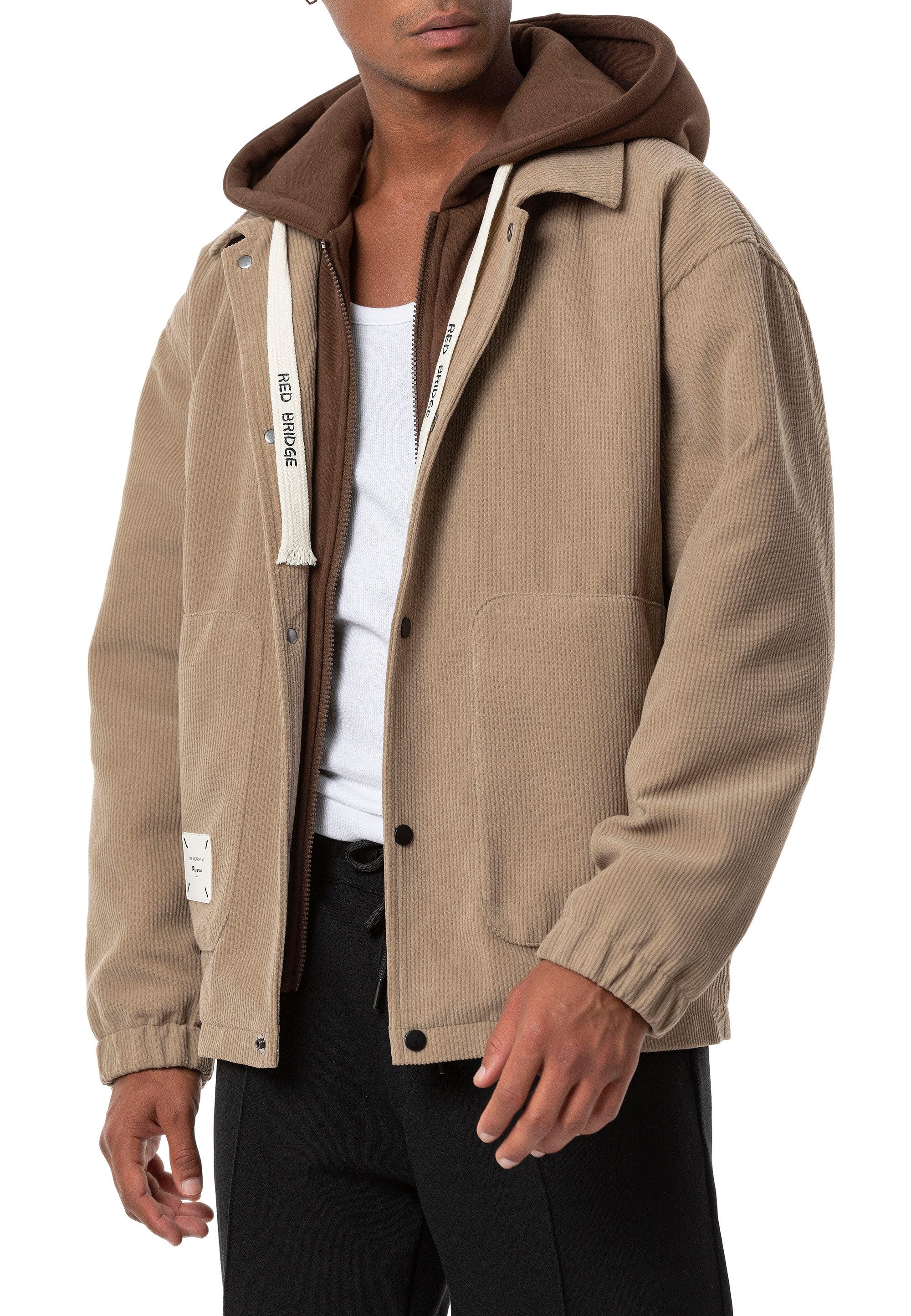 RedBridge Cordjacke mit Kapuze und warmem Teddyfell-Innenfutter