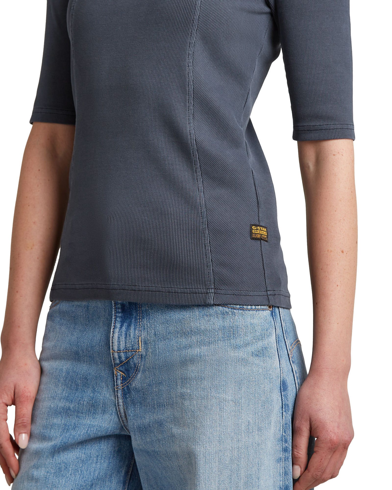G-STAR T-Shirt Washed A-Line Slim Rib T-Shirt