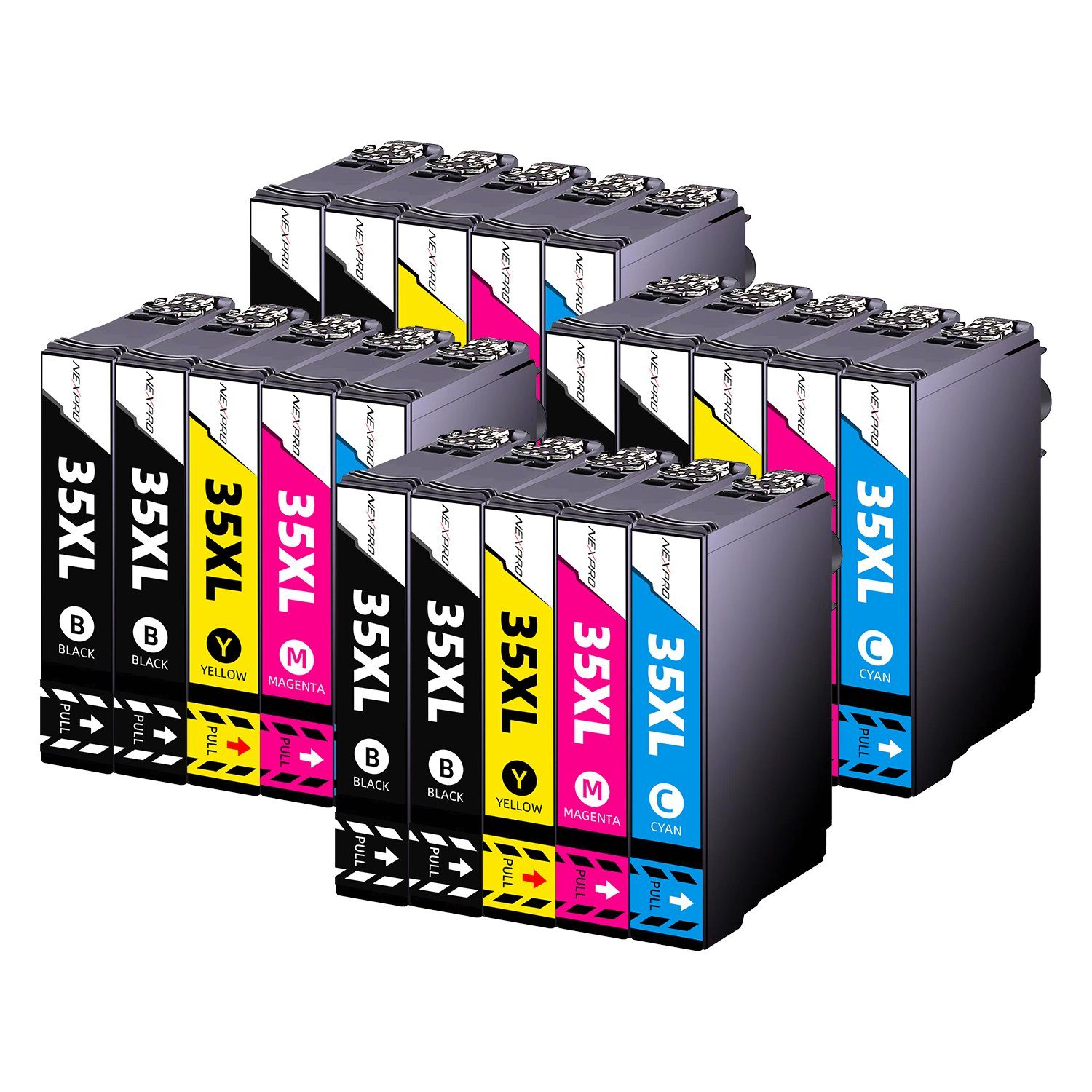 NEXPRO 20er 35 XL Druckerpatronen für EPSON WF-4730 DTWF WF-4735 WF-4740 Tintenpatrone (Packung, Epson 35 XL Druckerpatronen schwarz/magenta/cyan/yellow)