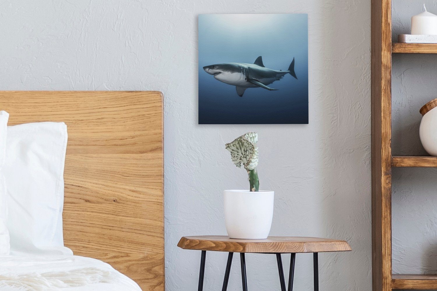 OneMillionCanvasses® eines (1 Bilder Weißen Seitenansicht Leinwand für St), Wohnzimmer Hais, Schlafzimmer Leinwandbild