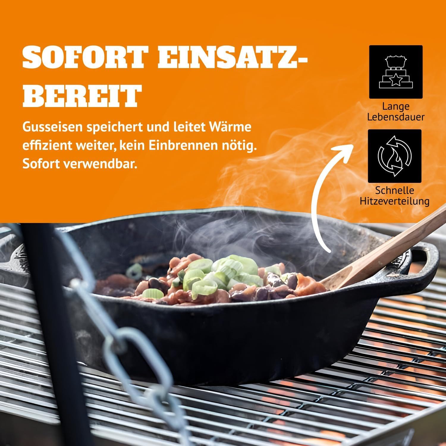 Petromax Grillpfanne Petromax Feuerpfanne mit Henkeln Pfanne aus Gusseisen 35 cm