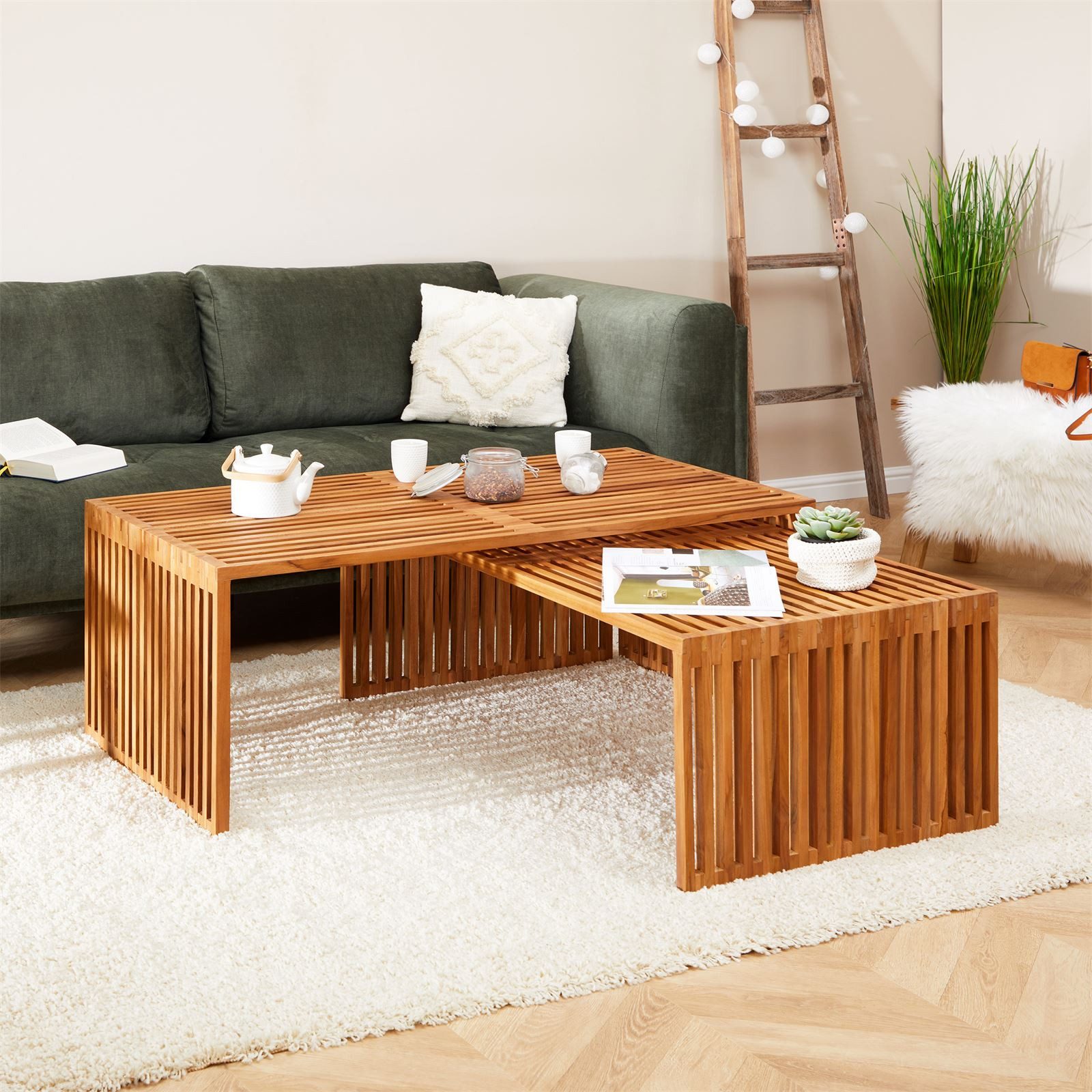 idimex couchtisch havana, couchtisch holztisch wohnzimmer teak natur  massivholzmöbel echtholz