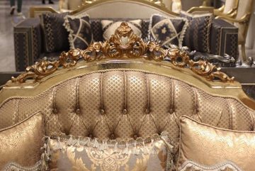 JVmoebel 3-Sitzer Luxus Sofa 3 Sitzer Textil Sofa Gold Design Möbel 3er Chesterfield, 1 Teile, Made in Europa