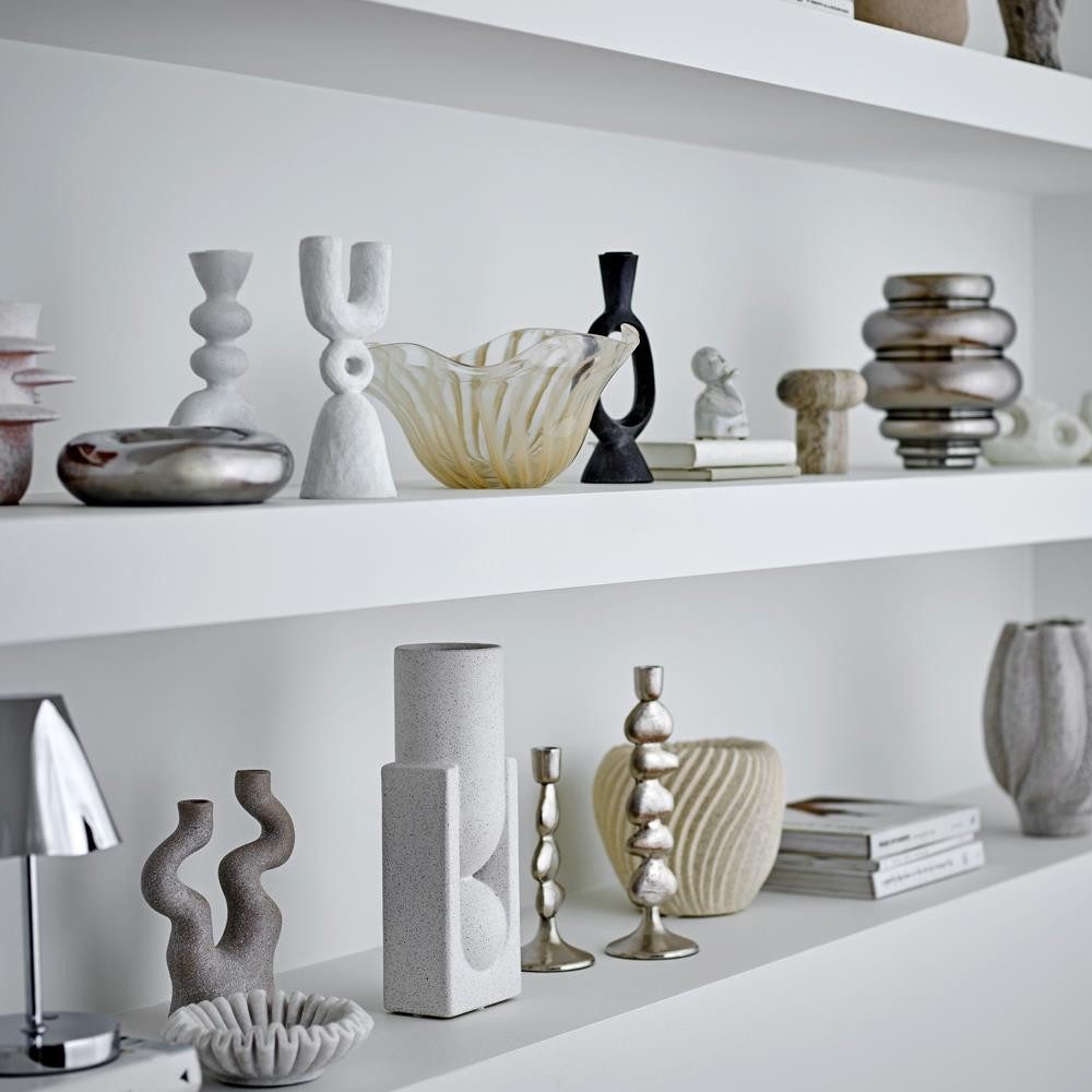 Bloomingville Dekovase Zorya Vase, Silber, Glas, Blumenvase, Keramikvase, Skulpturvase Chromglasur Kugelvase Tischvase