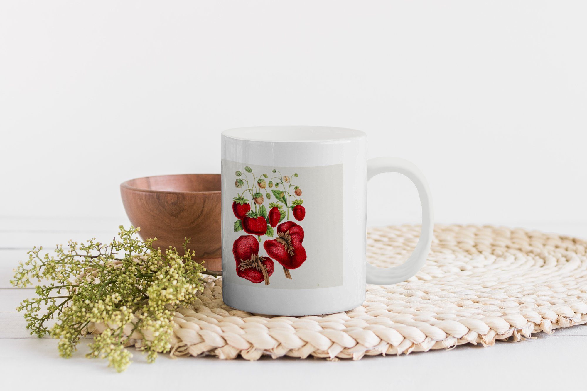- Keramik, Geschenk MuchoWow Erdbeere Teetasse, Rot, Kaffeetassen, Tasse Becher, Lebensmittel Teetasse, -