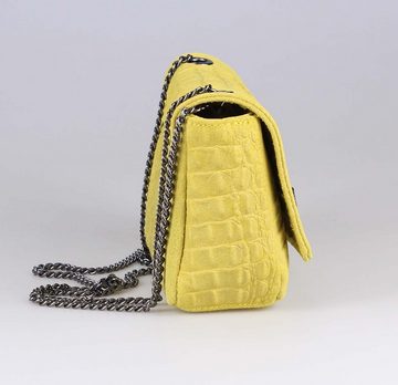 ITALYSHOP24 Schultertasche »Made in Italy Damen Leder Tasche CrossOver«, mit Kroko Prägung & Kette, als Clutch, Umhängetasche tragbar
