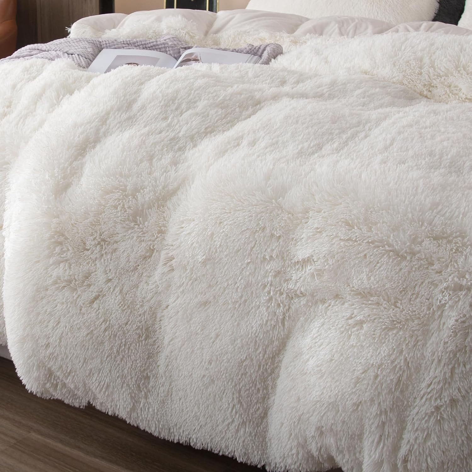 ibettertec Bettwäsche Plüsch Bettwäsche 135x200cm,200x200cm,Extra flauschige Felloptik, Flanell Biber Bettbezug mit Kissenbezug 80x80cm und Reißverschluss – Bild 5 von 5