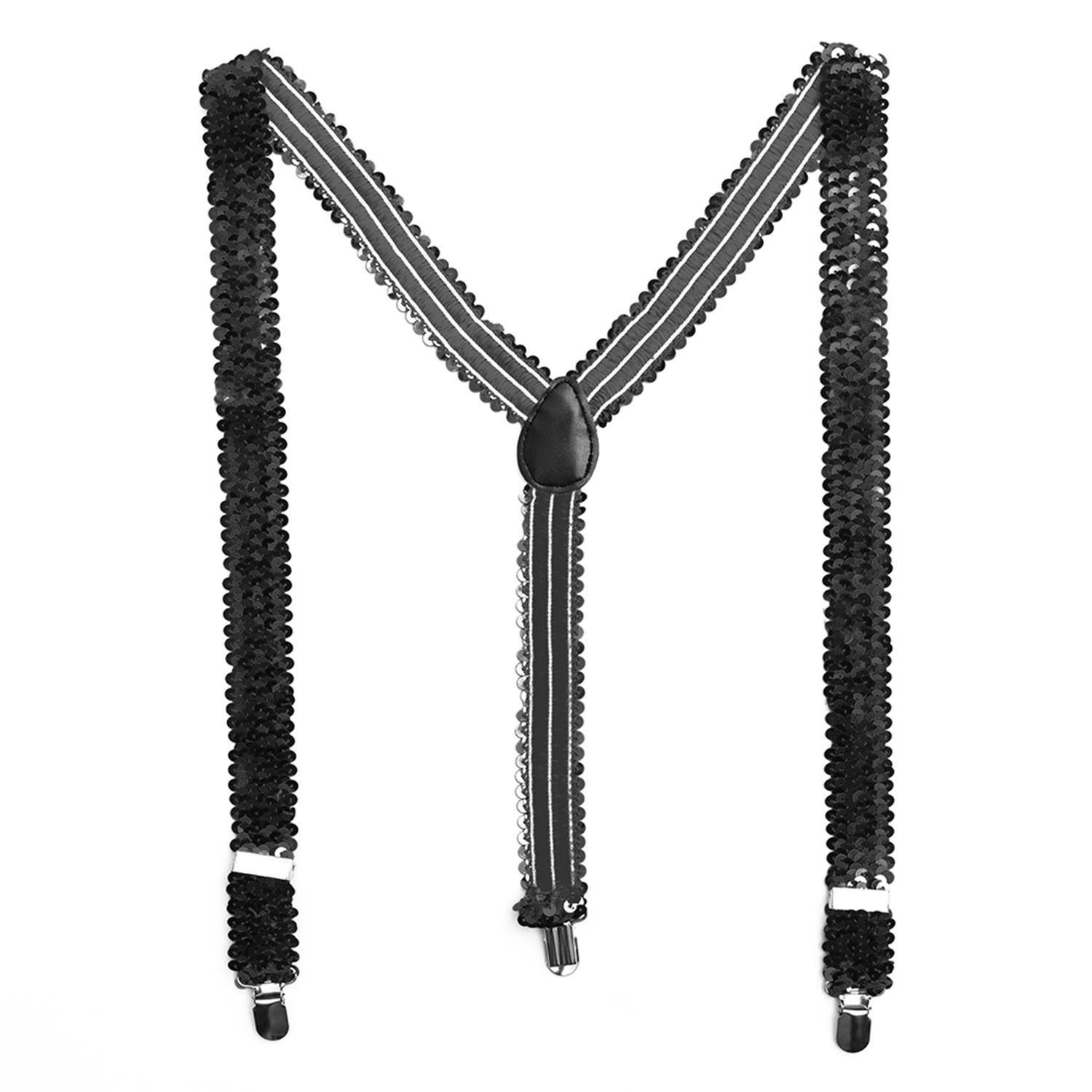 Party Factory Kostüm Pailletten-Hosentraeger Damen Herren Y-Form Form clips schmal, mit glitzernden Pailletten versetzt