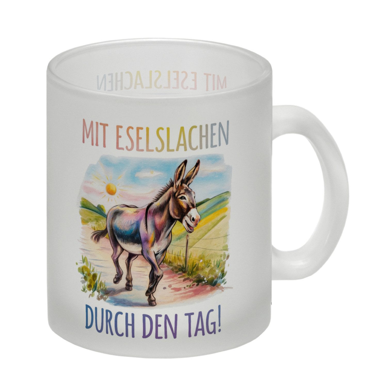 Tasse Mit Eselslachen durch den Tag Glas Tasse