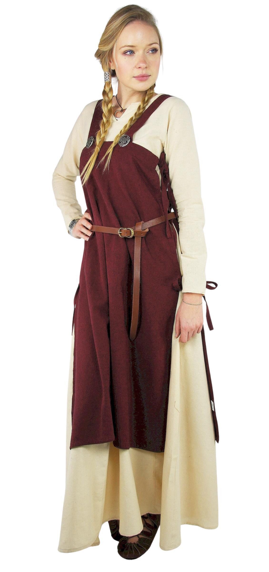 Leonardo Carbone Wikinger-Kostüm Überkleid "Hildegard" mit breiten Trägern, seitliche Bändel, hochwertige Baumwolle