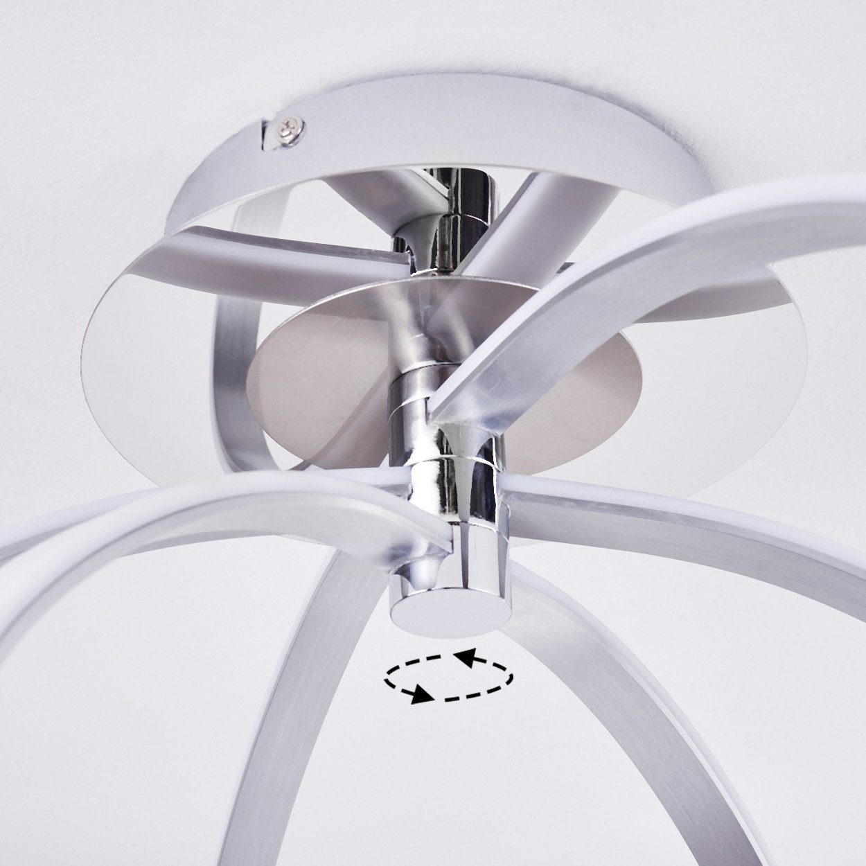 hofstein Deckenleuchte »Borno« moderne Zimmerlampe aus Metall in Chromfarben, 3000 Kelvin, Deckenlampe in Kreisform, 1xLED 24 Watt, 2160 Lumen