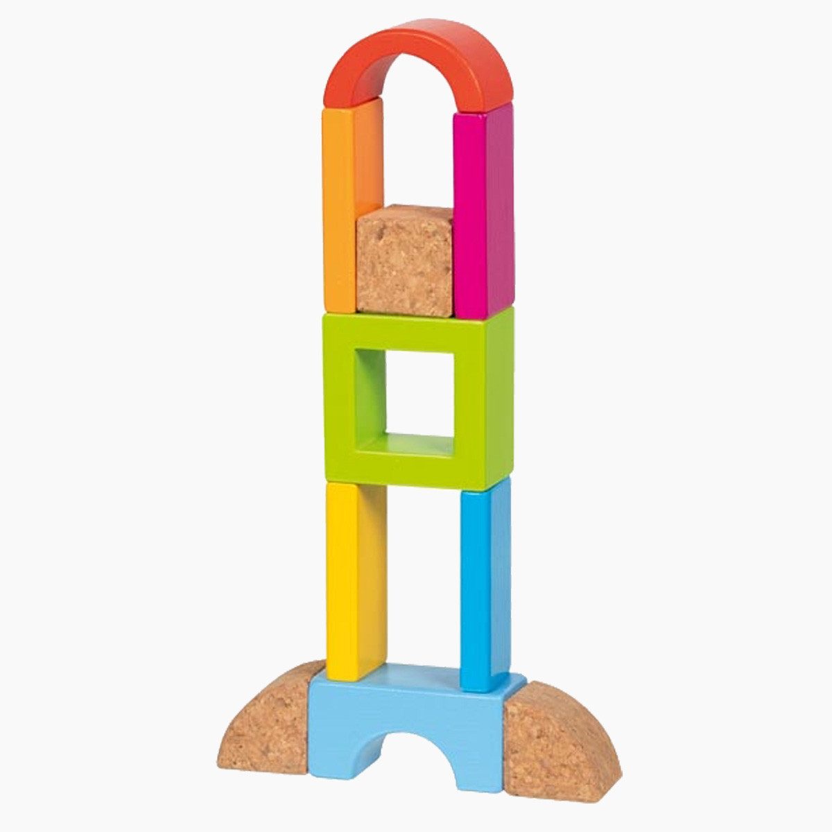 goki Bausteinkasten Kunterbunt Holzbaukasten, (packung, 40 St., im kasten), aus nachhaltigem Holz und Kork